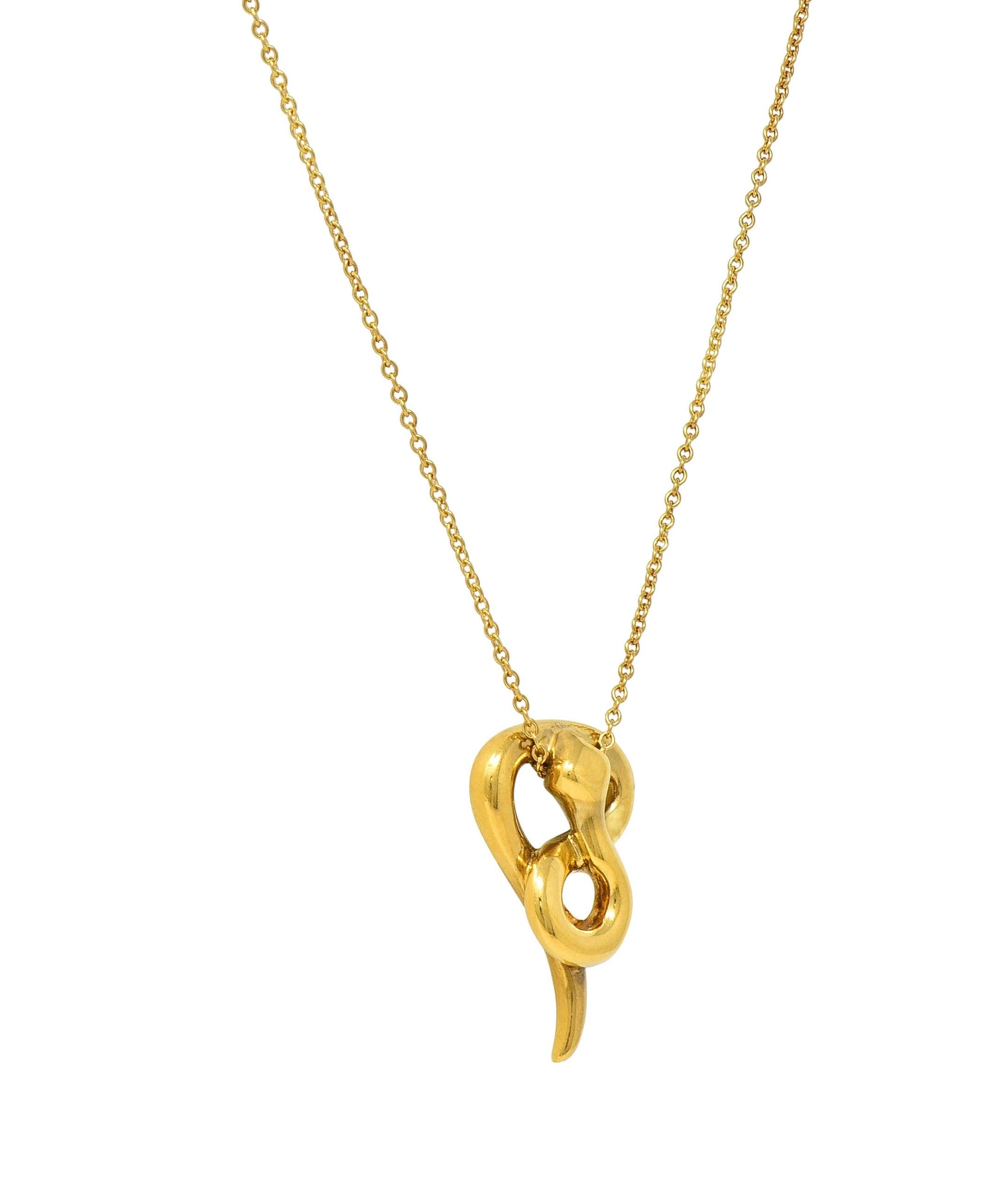 Tiffany & Co. Peretti 18K Gold Vintage Snake Chinese Zodiac Pendant Necklace