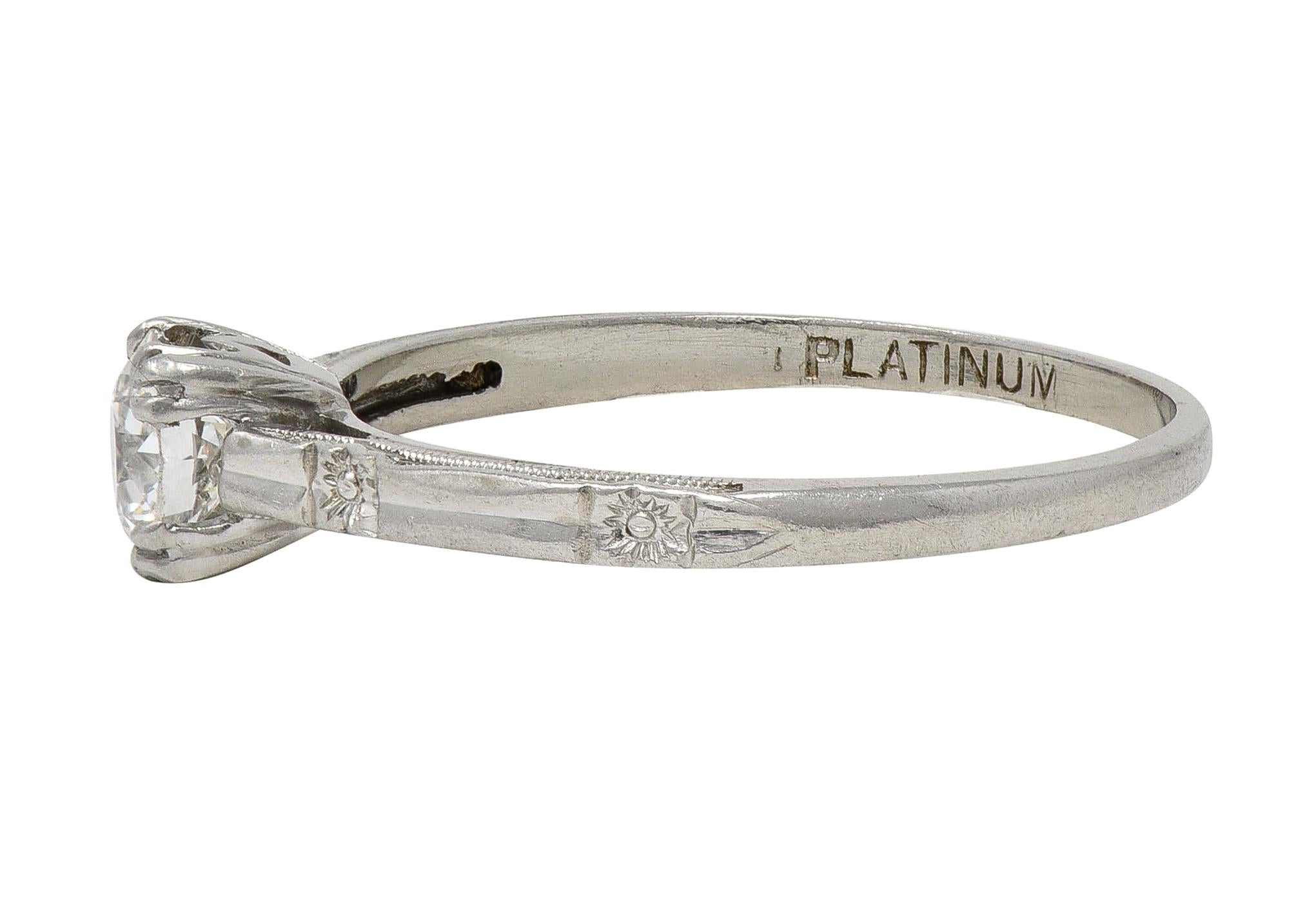 Art Deco 0.48 CTW Diamond Platinum Vintage Solitaire Engagement Ring