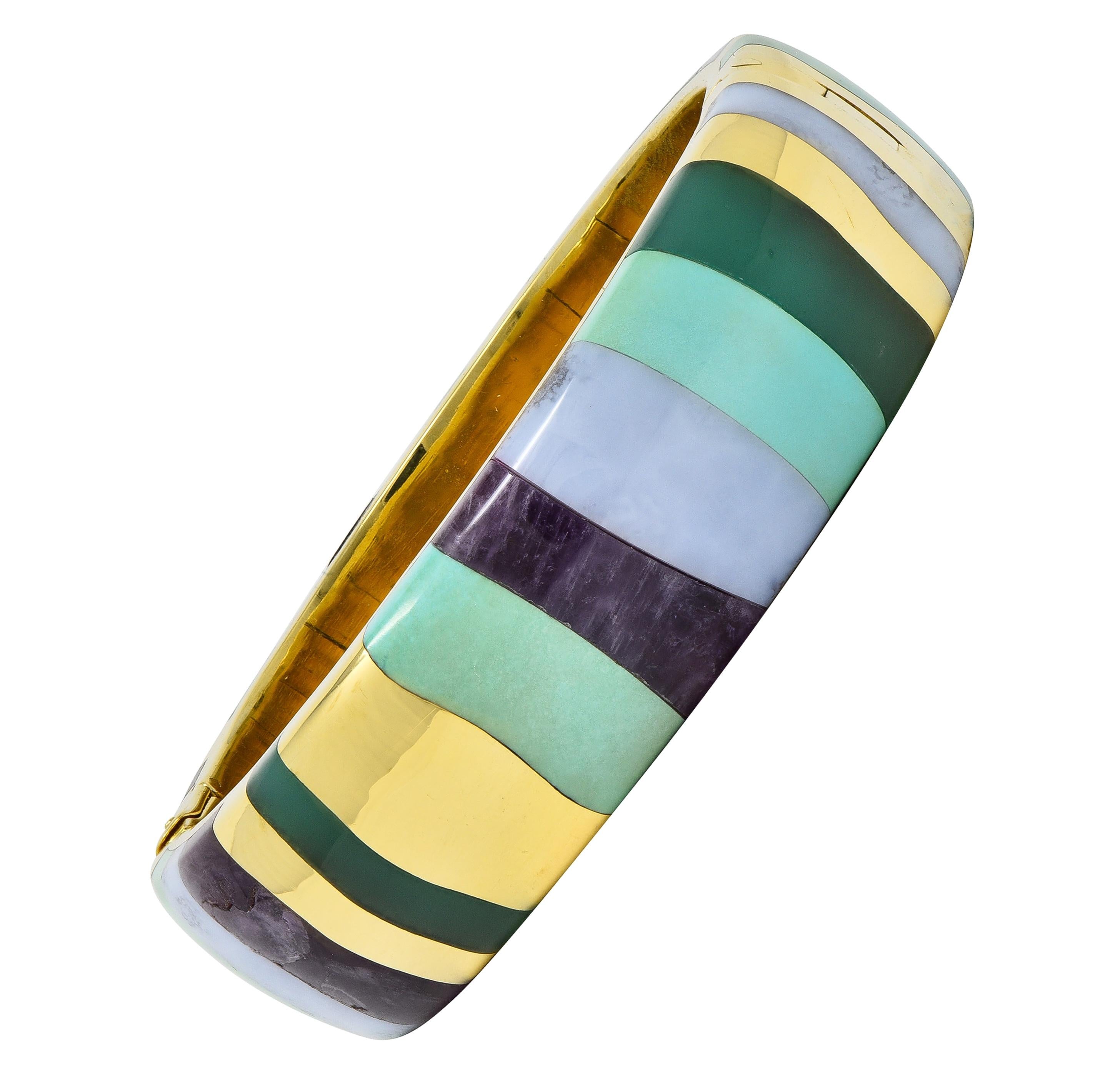 Tiffany & Co. Angela Cummings 1980's Multi-Gem 18K Gold Vintage Bangle Bracelet