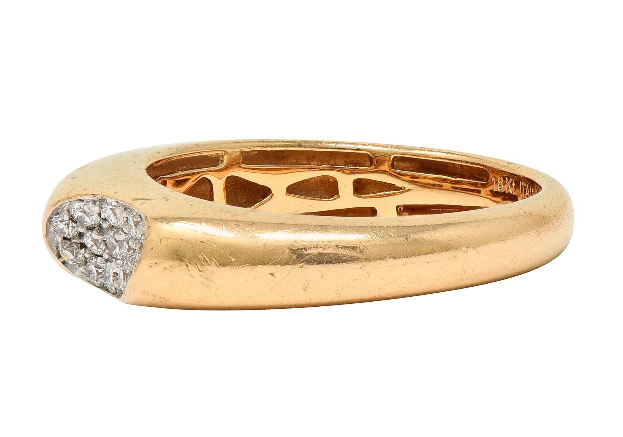 Roberto Coin Contemporary Diamond 18 Karat Two-Tone Gold Domed Capri Band Ring