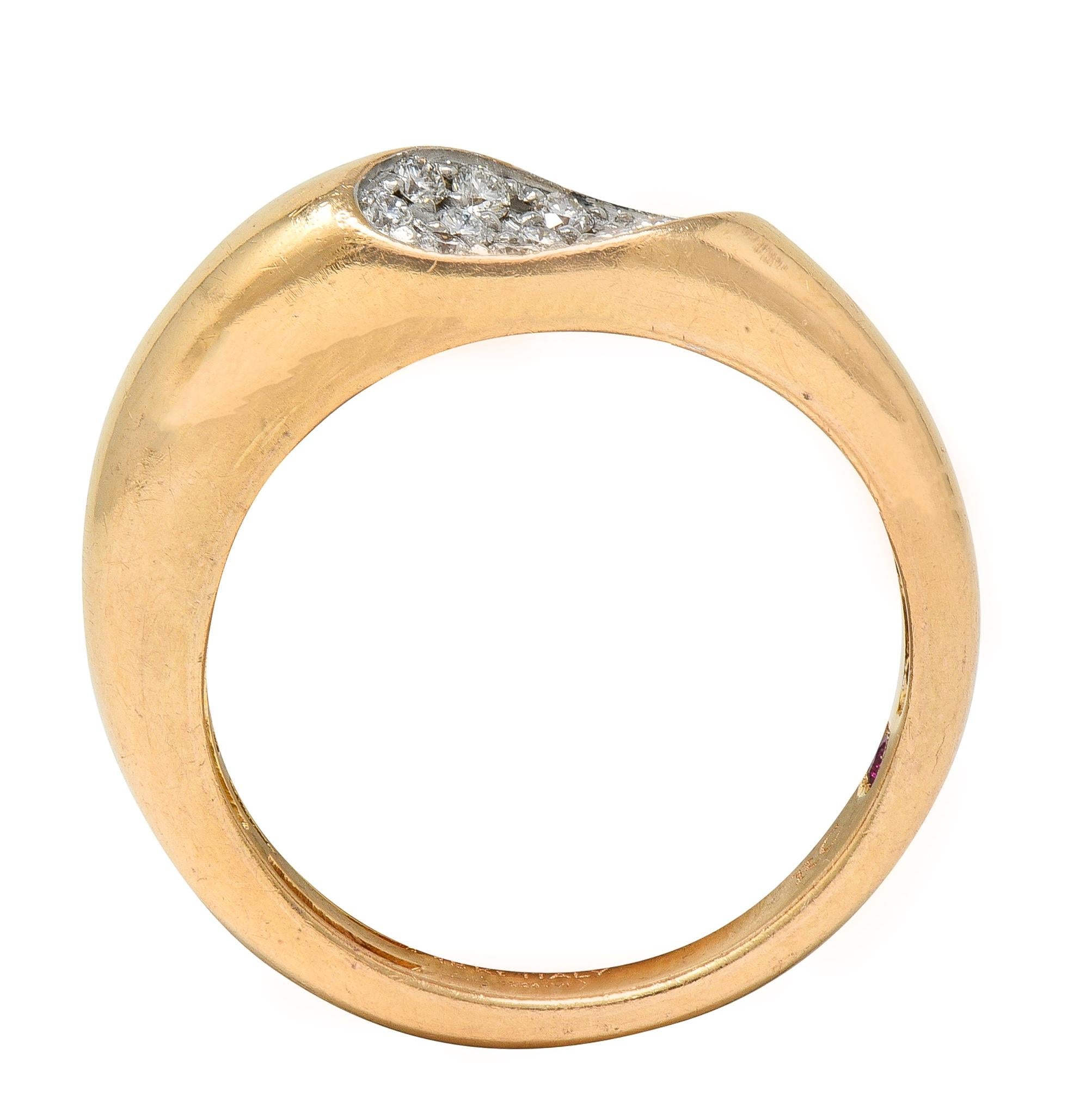 Roberto Coin Contemporary Diamond 18 Karat Two-Tone Gold Domed Capri Band Ring