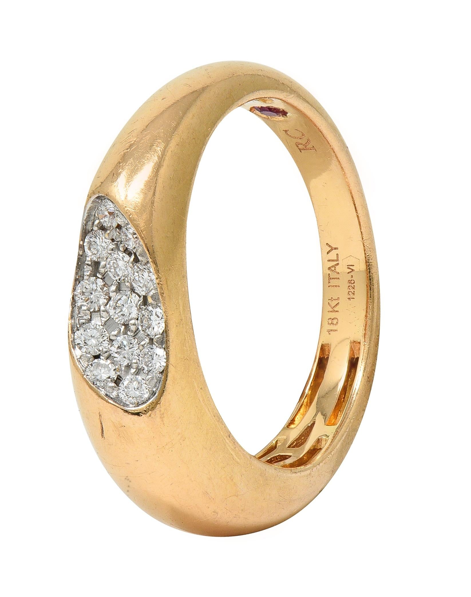 Roberto Coin Contemporary Diamond 18 Karat Two-Tone Gold Domed Capri Band Ring