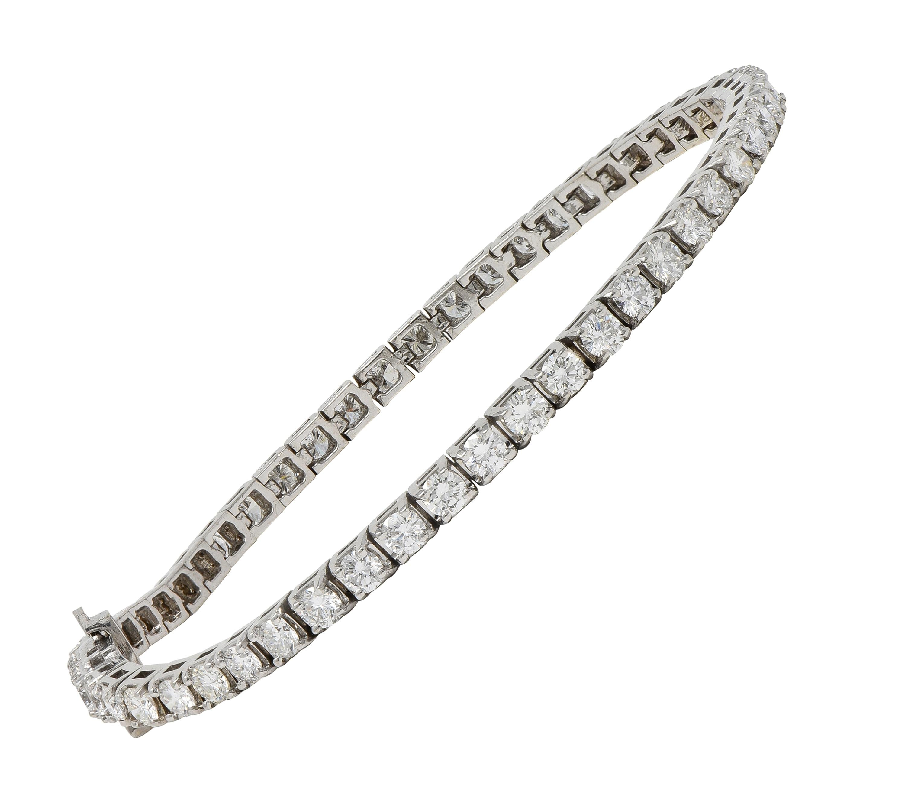 Contemporary 3.24 CTW Diamond 14 Karat White Gold Tennis Line Bracelet