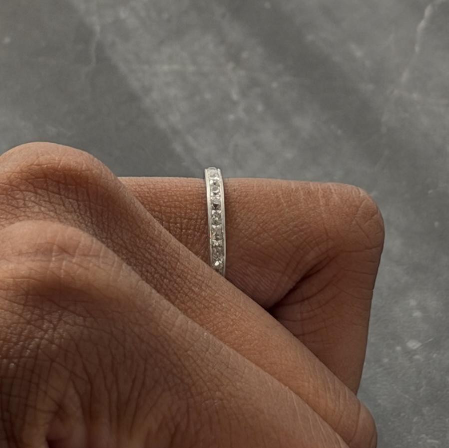 Art Deco 1.05 CTW Diamond Platinum Vintage French Cut Eternity Wedding Band Ring