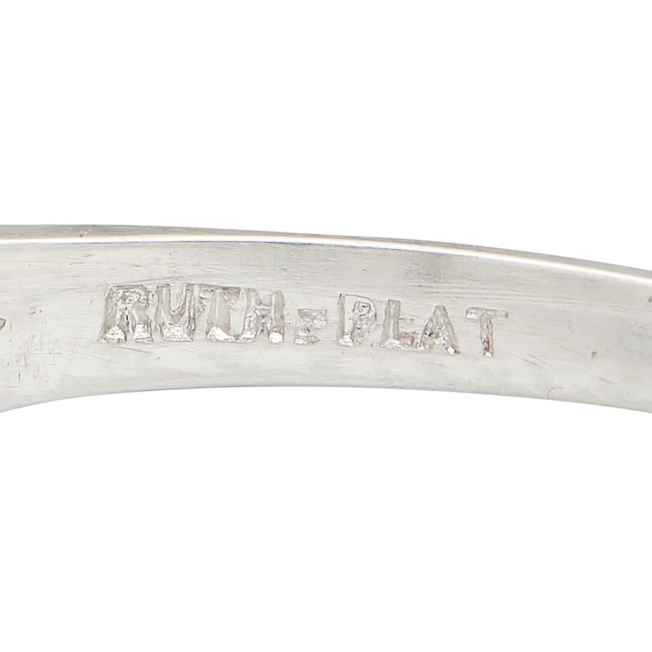 Mid-Century Old European Cut Diamond Platinum Arrow Vintage Engagement Ring GIA