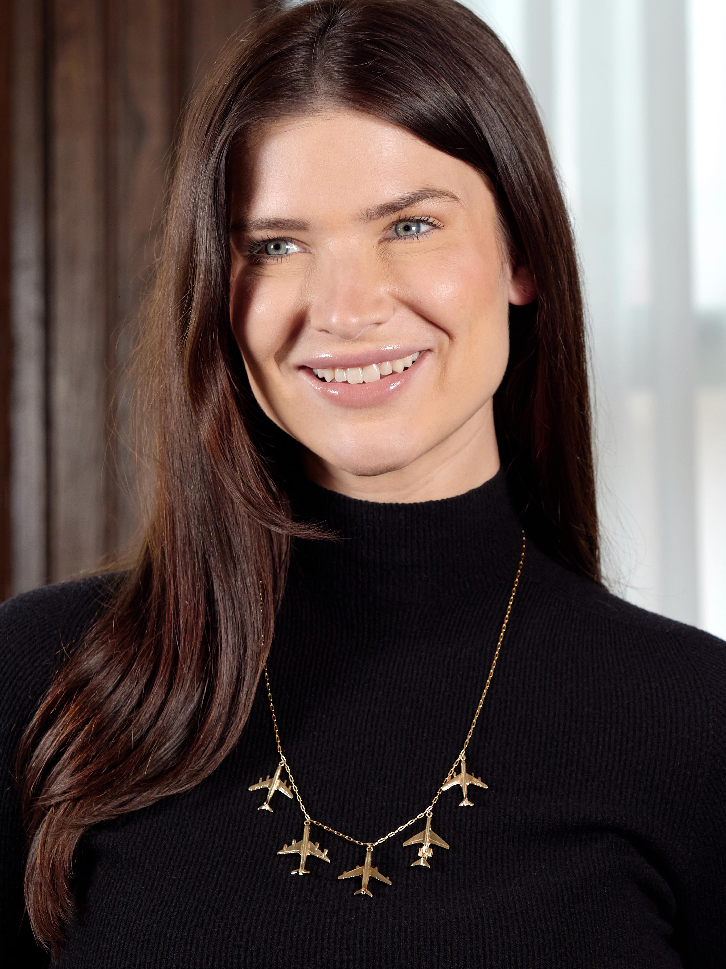 Vintage Yellow Gold 707 Plane Pendant Fringe Airplane Necklace