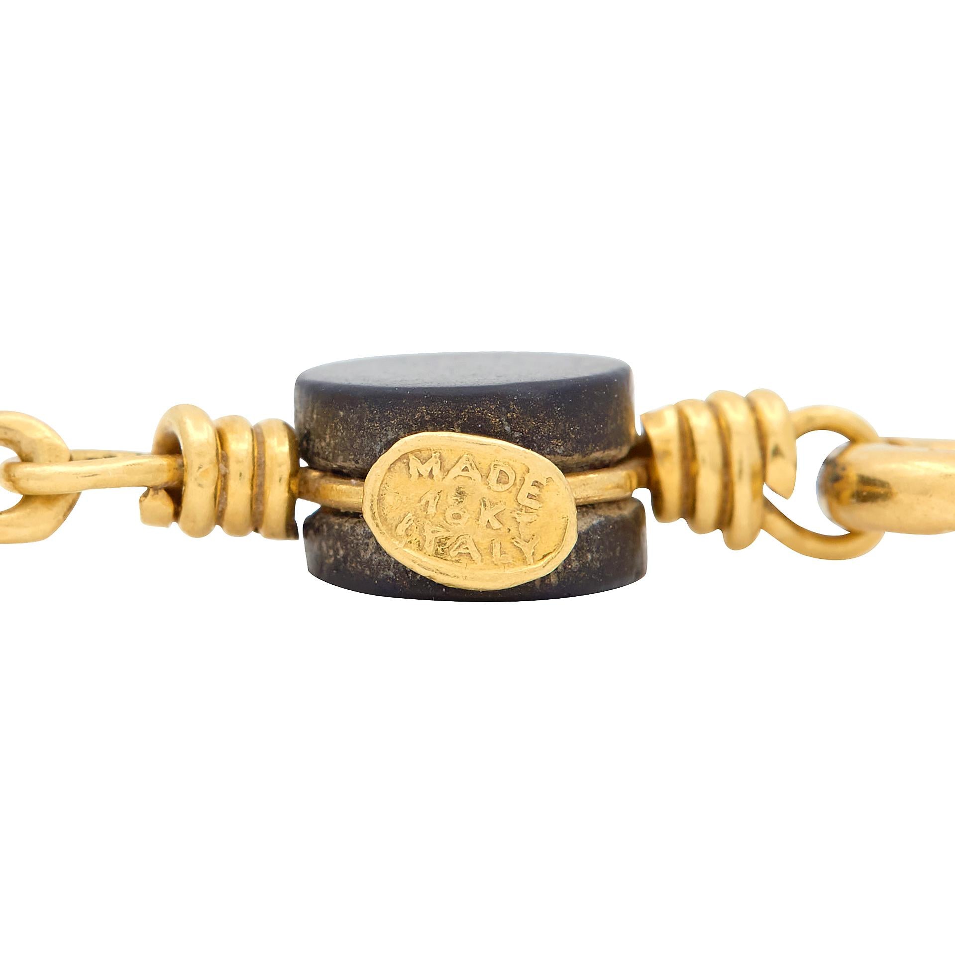 Van Cleef & Arpels 1970's Ebony Wood 18K Yellow Gold Vintage Station Necklace