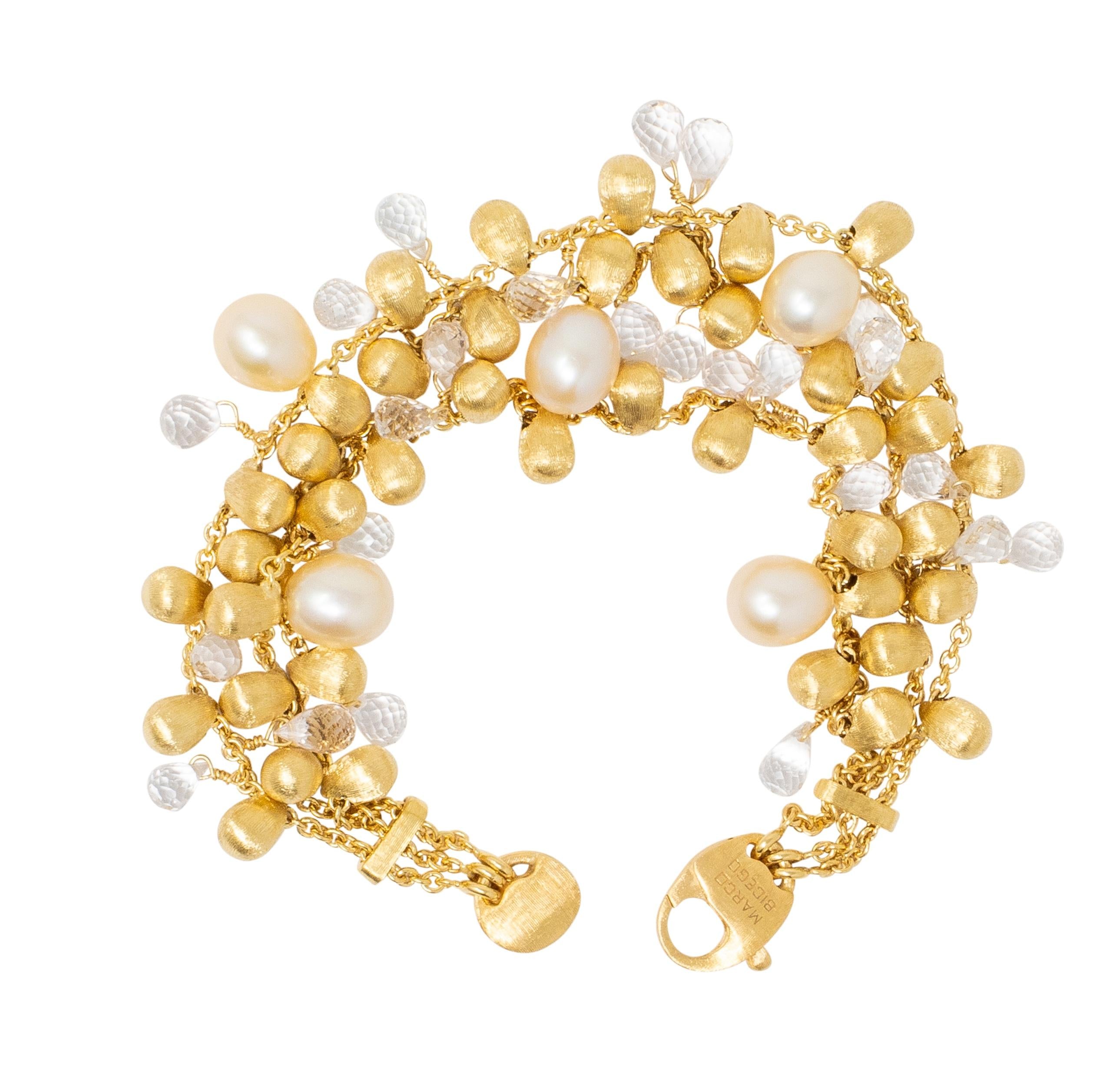 Marco Bicego 18 Karat Yellow Gold Pearl Quartz Multi-Strand Bracelet