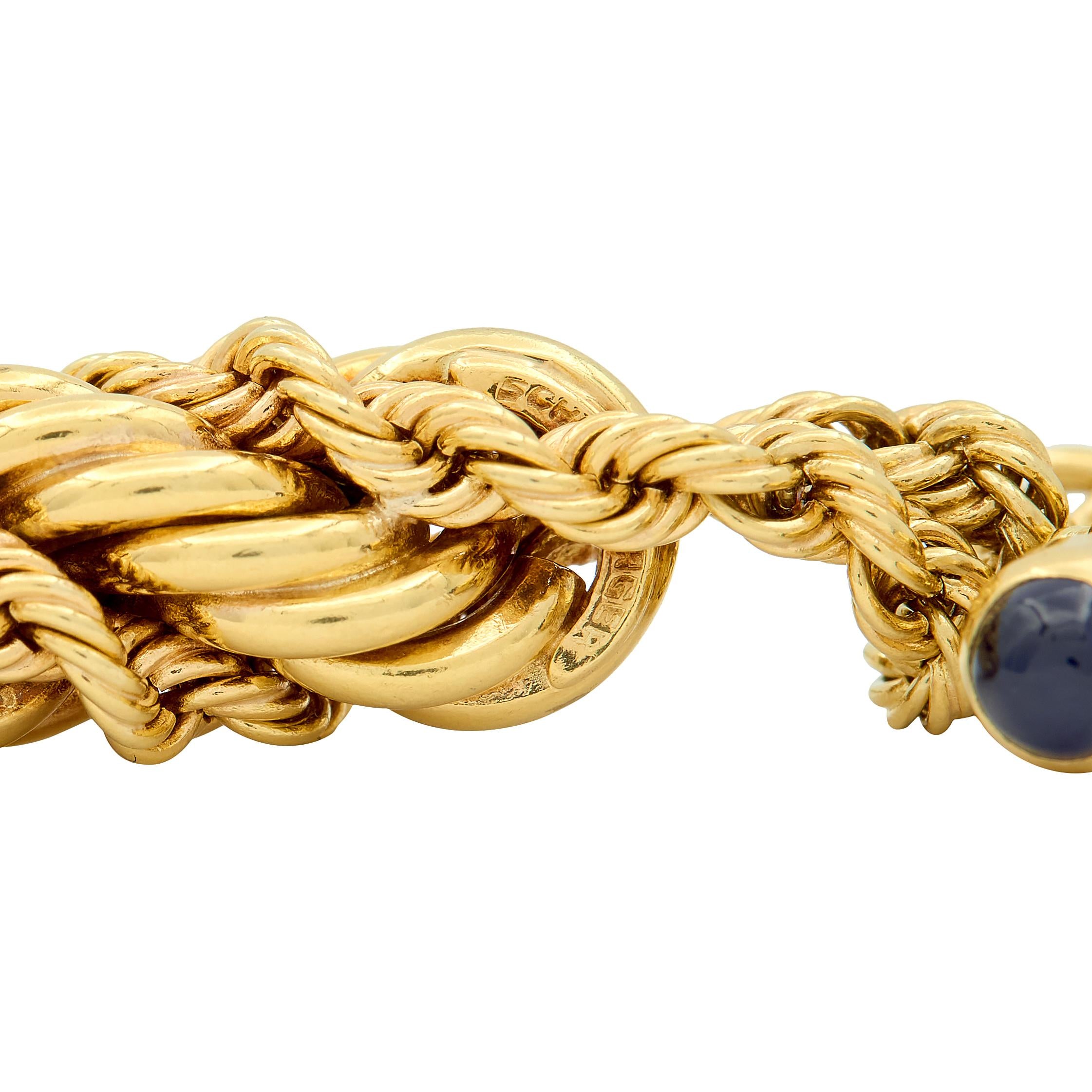 Tiffany & Co. Schlumberger 1960 Sapphire 18K Gold Vintage Twisted Rope Bracelet
