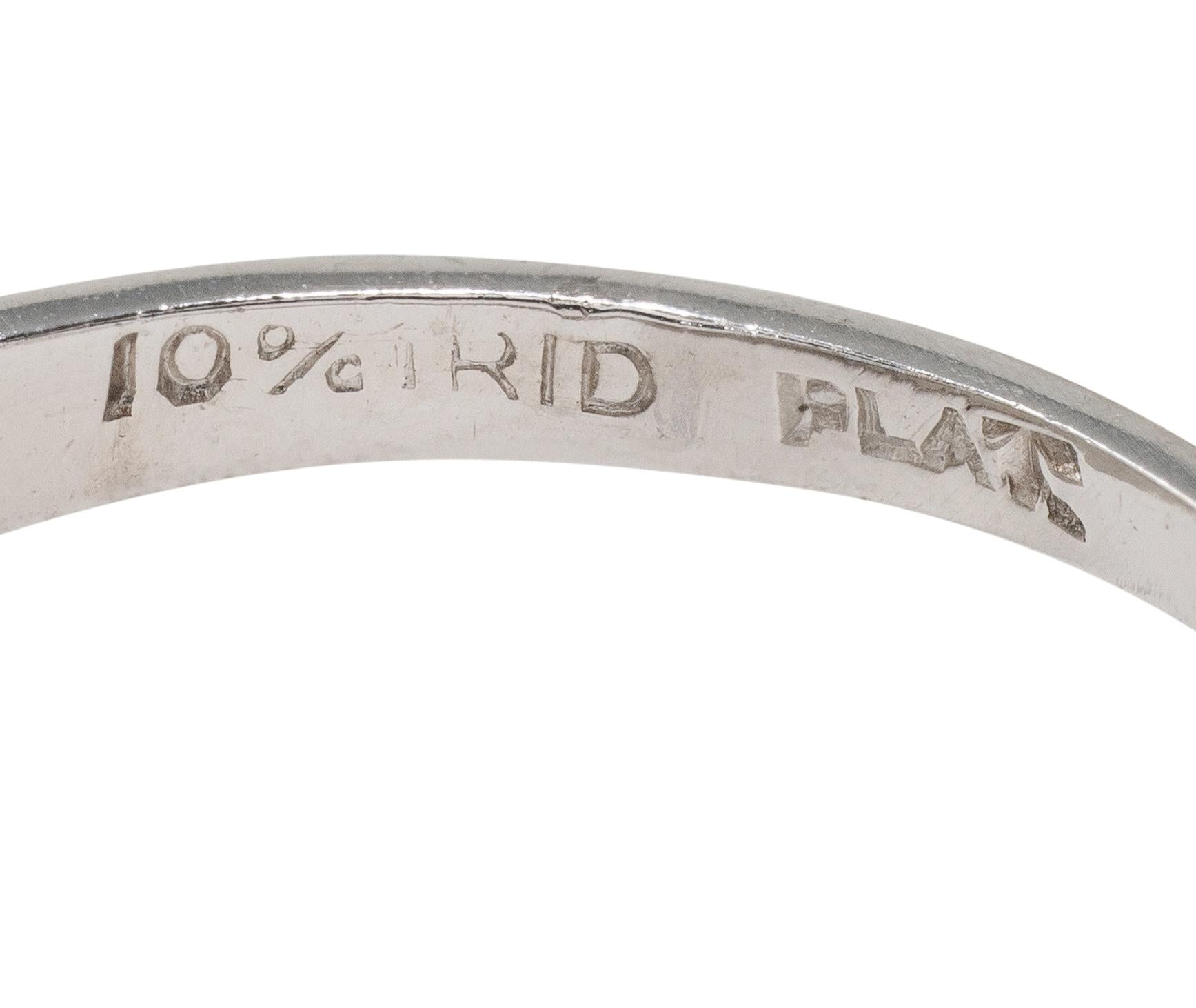 Art Deco 1933 18 Karat White Gold Vintage Pansy Wedding Band Ring