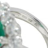 Contemporary 7.00 CTW Colombian Emerald Diamond 18 Karat Gold Heart Halo Ring