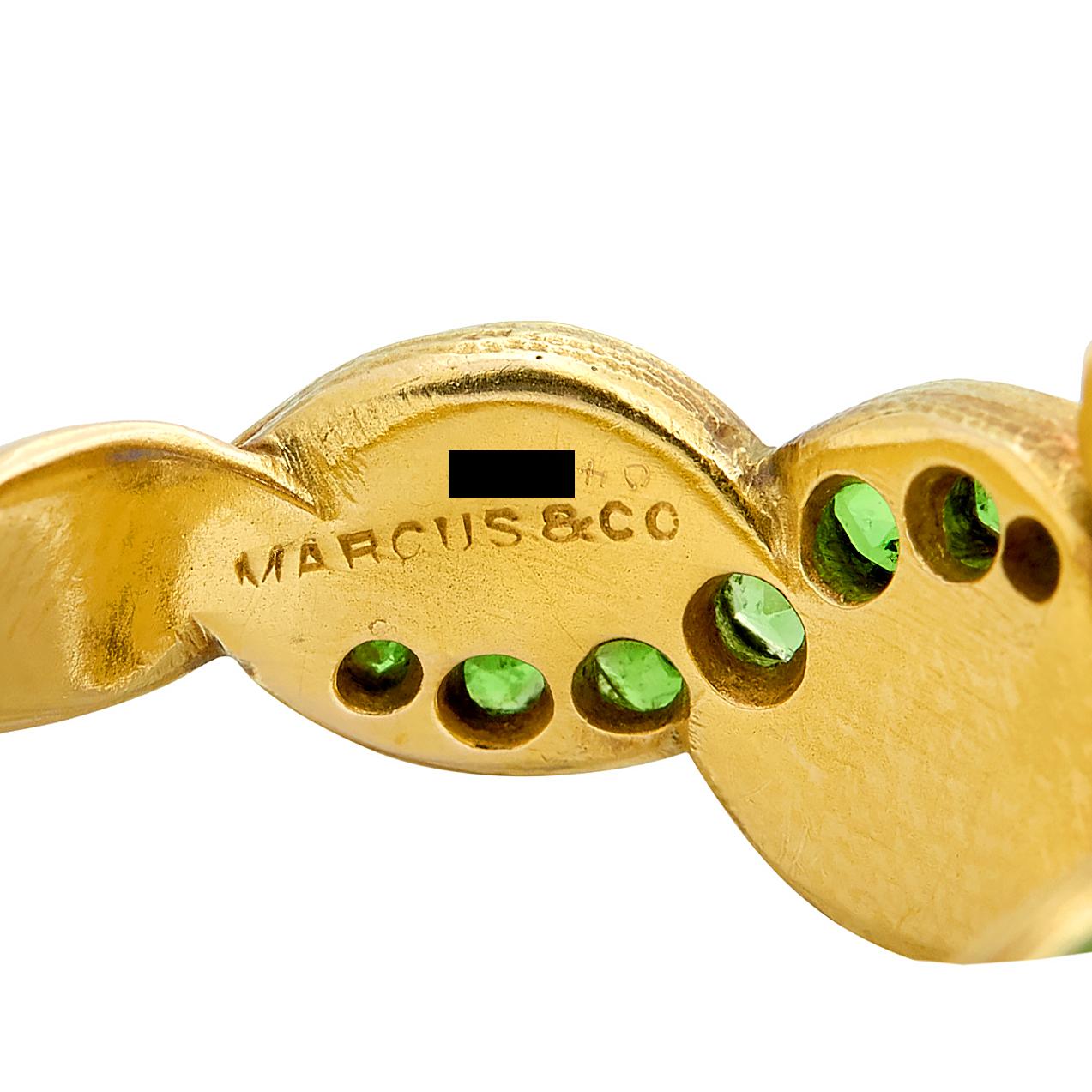 Marcus & Co. Art Nouveau Sapphire Enamel Demantoid 14K Gold Antique Iris Ring