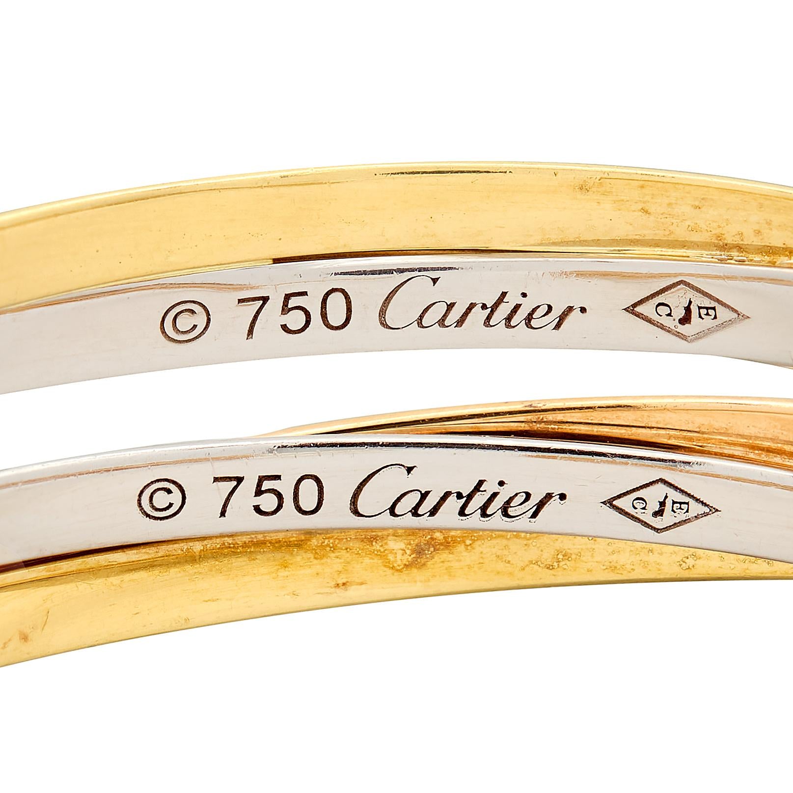 Cartier 18 Karat Tri-Colored Gold Contemporary Trinity Hoop Earrings