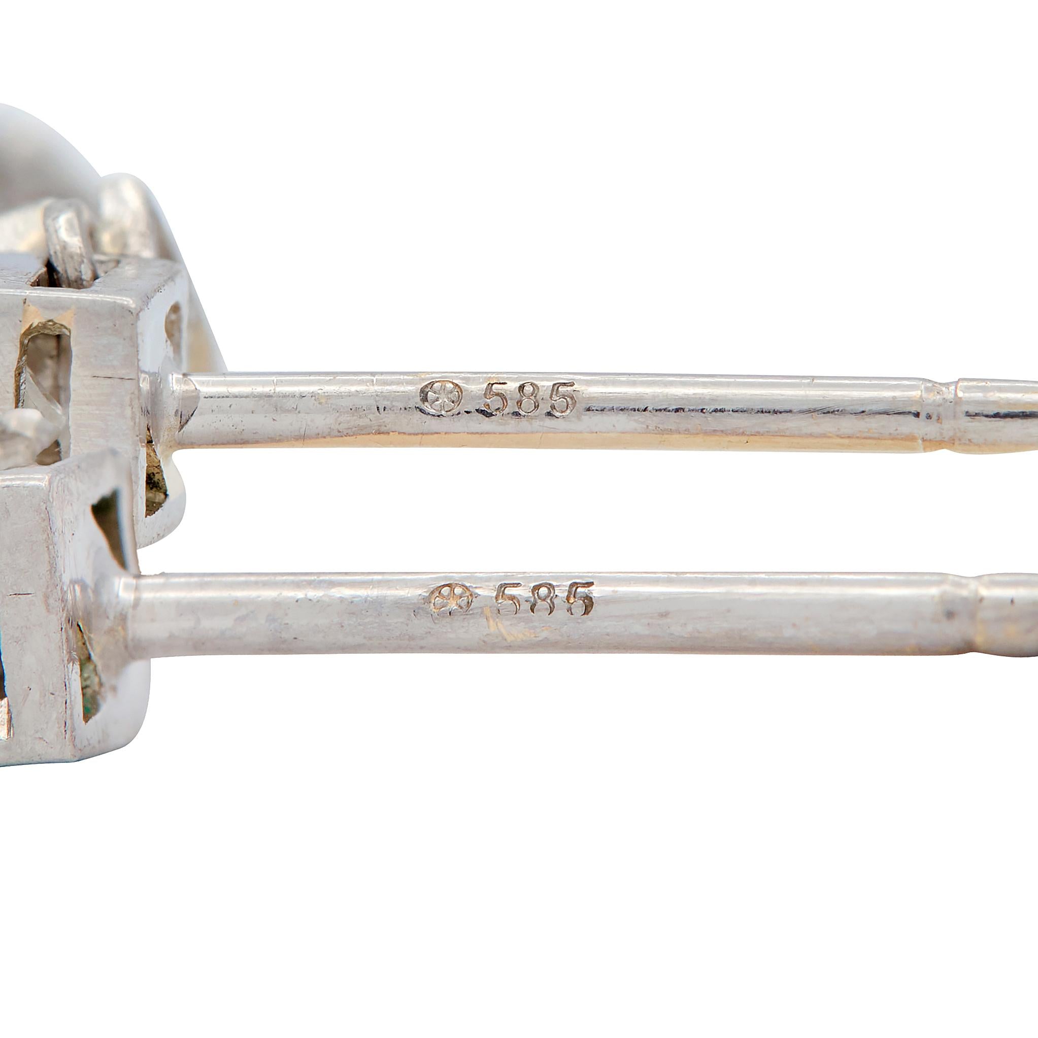 Art Deco Diamond Natural Saltwater Pearl Platinum Antique Drop Earrings GIA