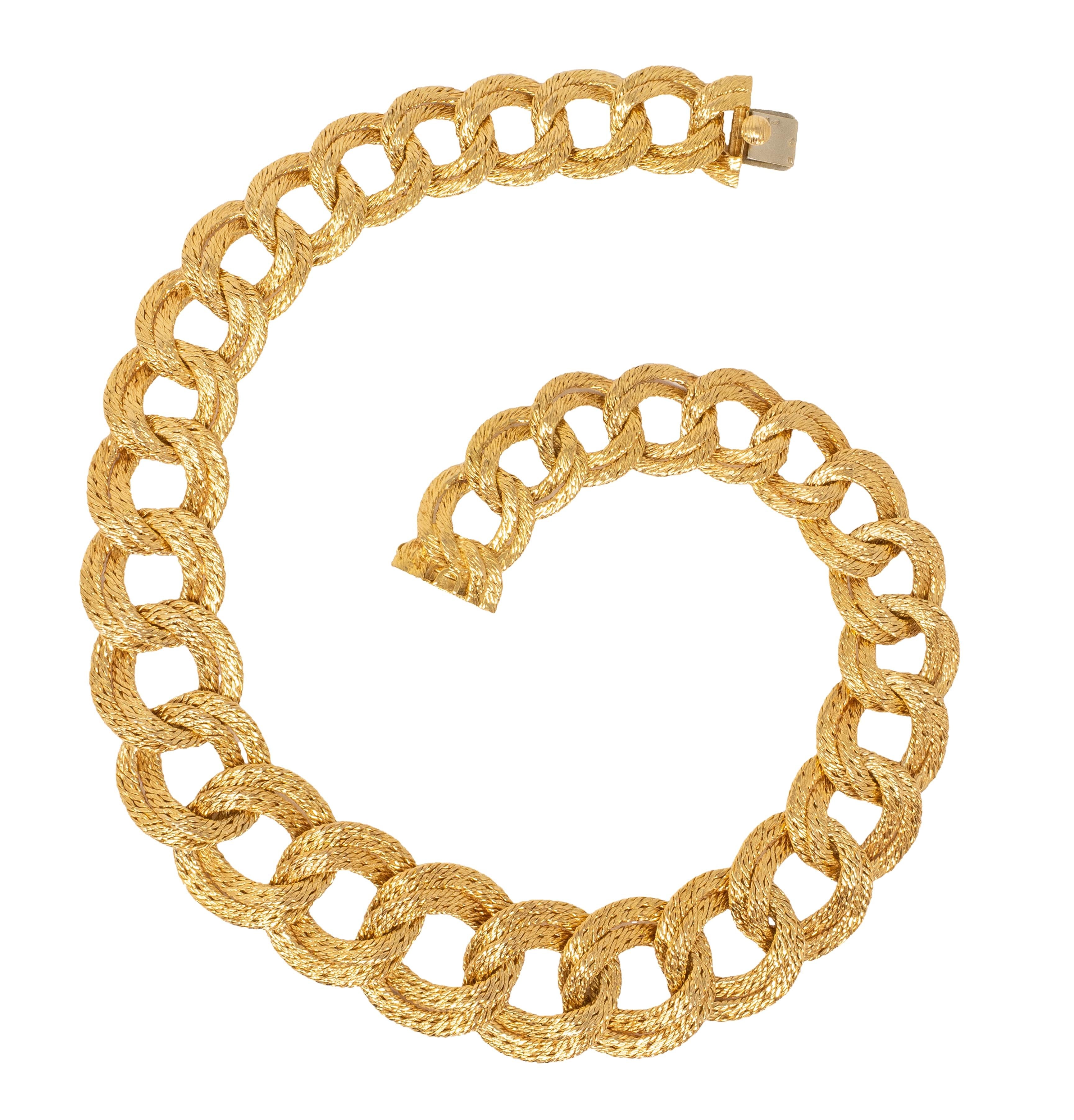Georges L'Enfant French 1970's 18K Gold Vintage Mesh Curb Link Chain Necklace