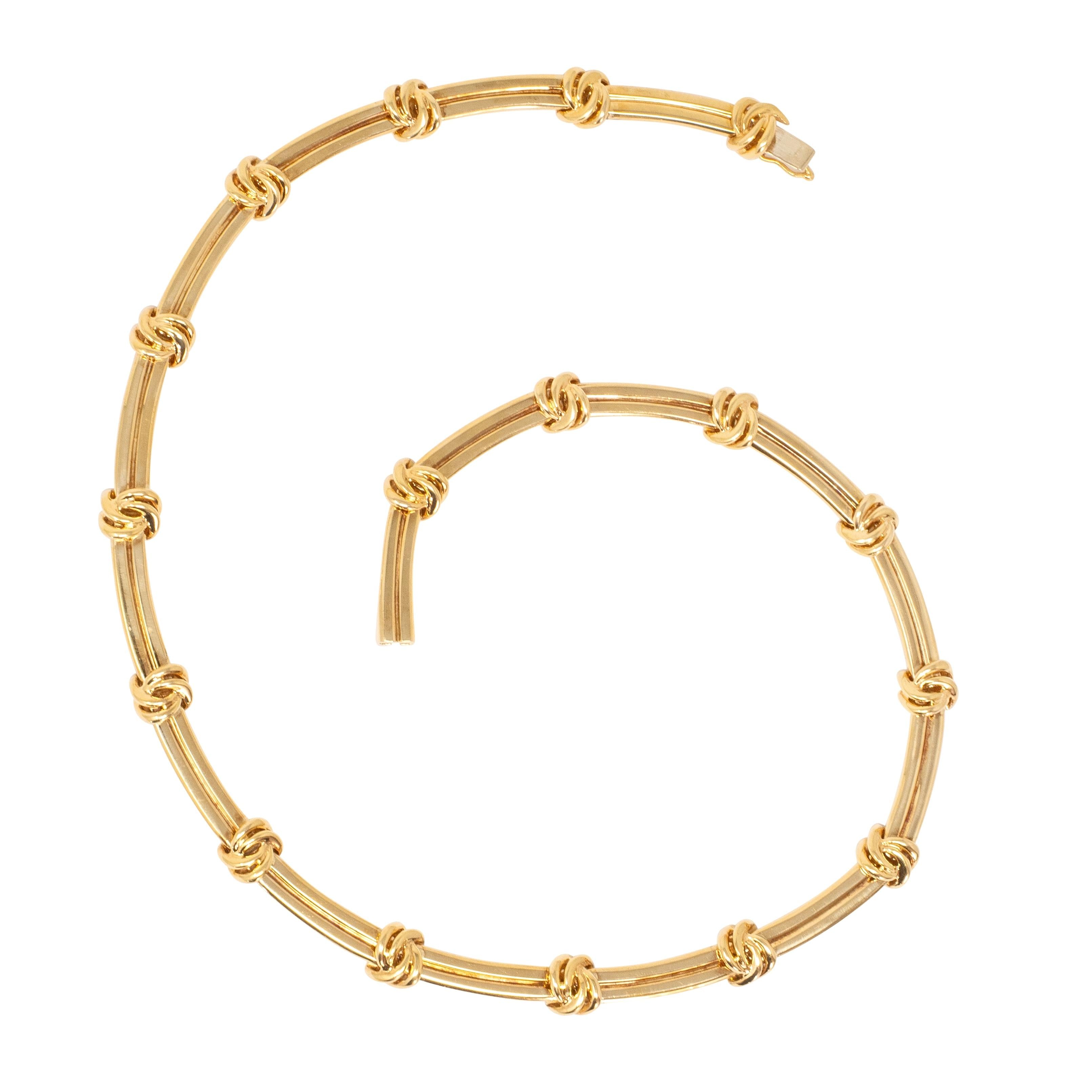 Tiffany & Co. 1960's 18 Karat Yellow Gold Vintage Knot Necklace