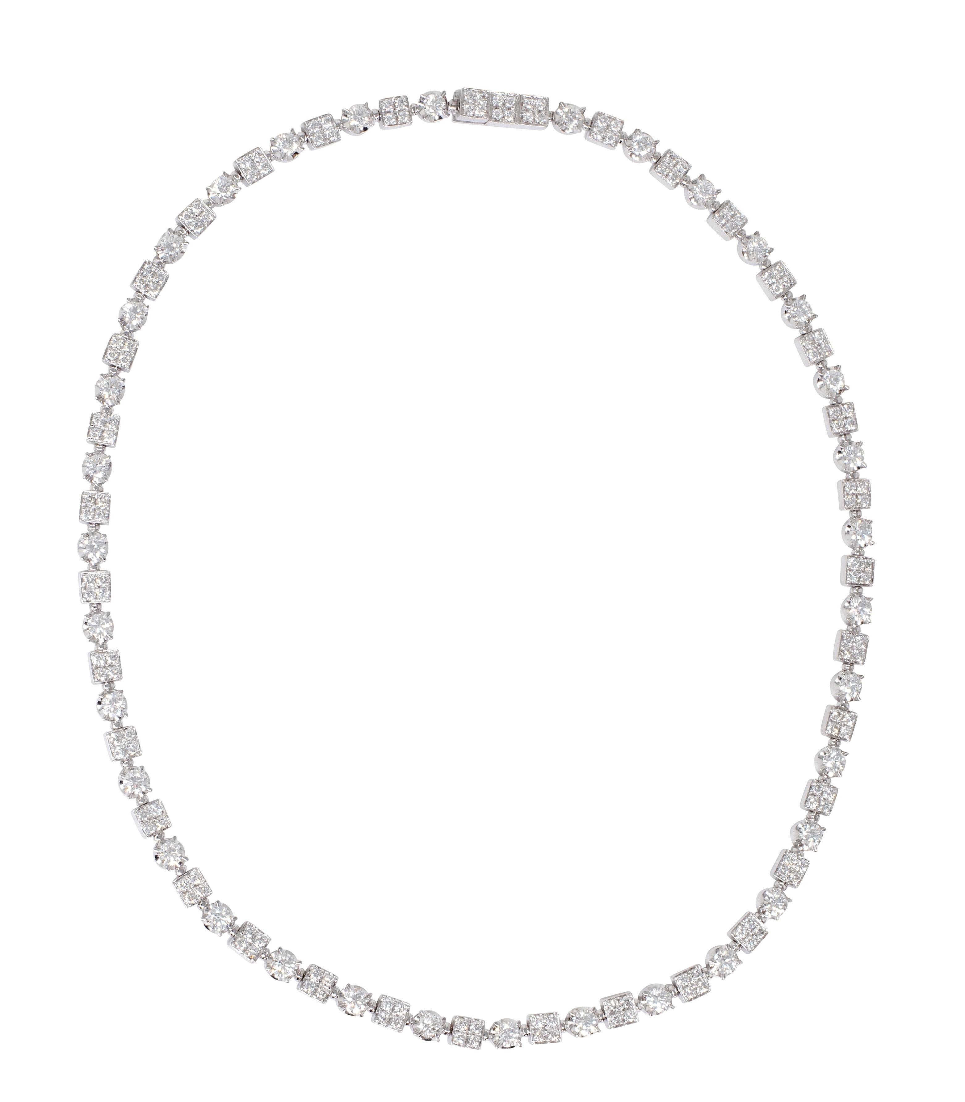 Bulgari 2014 8.40 CTW Diamond 18 Karat White Gold Lucea Tennis Necklace