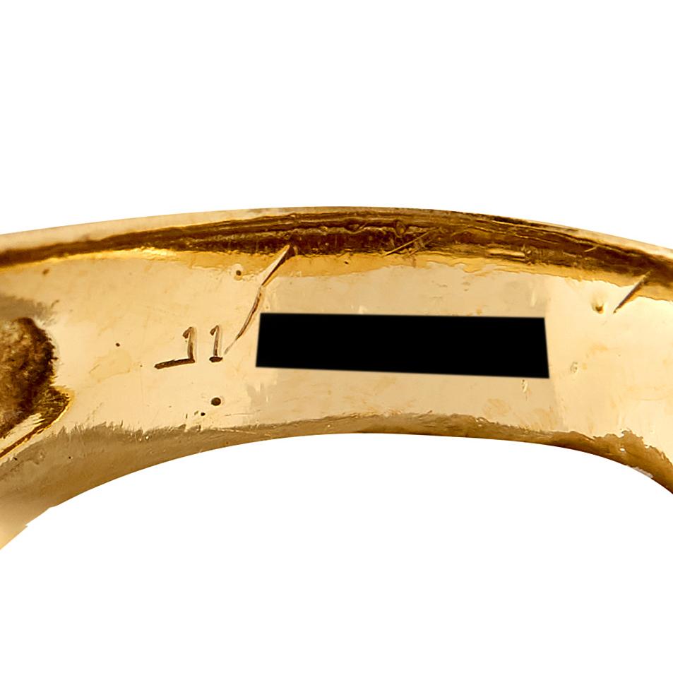 Mauboussin Paris 1960's Diamond 18 Karat Yellow Gold Platinum Vintage Dome Ring