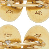 Bailey Banks & Biddle Victorian Diamond Enamel 14K Gold Antique Wheat Cufflinks