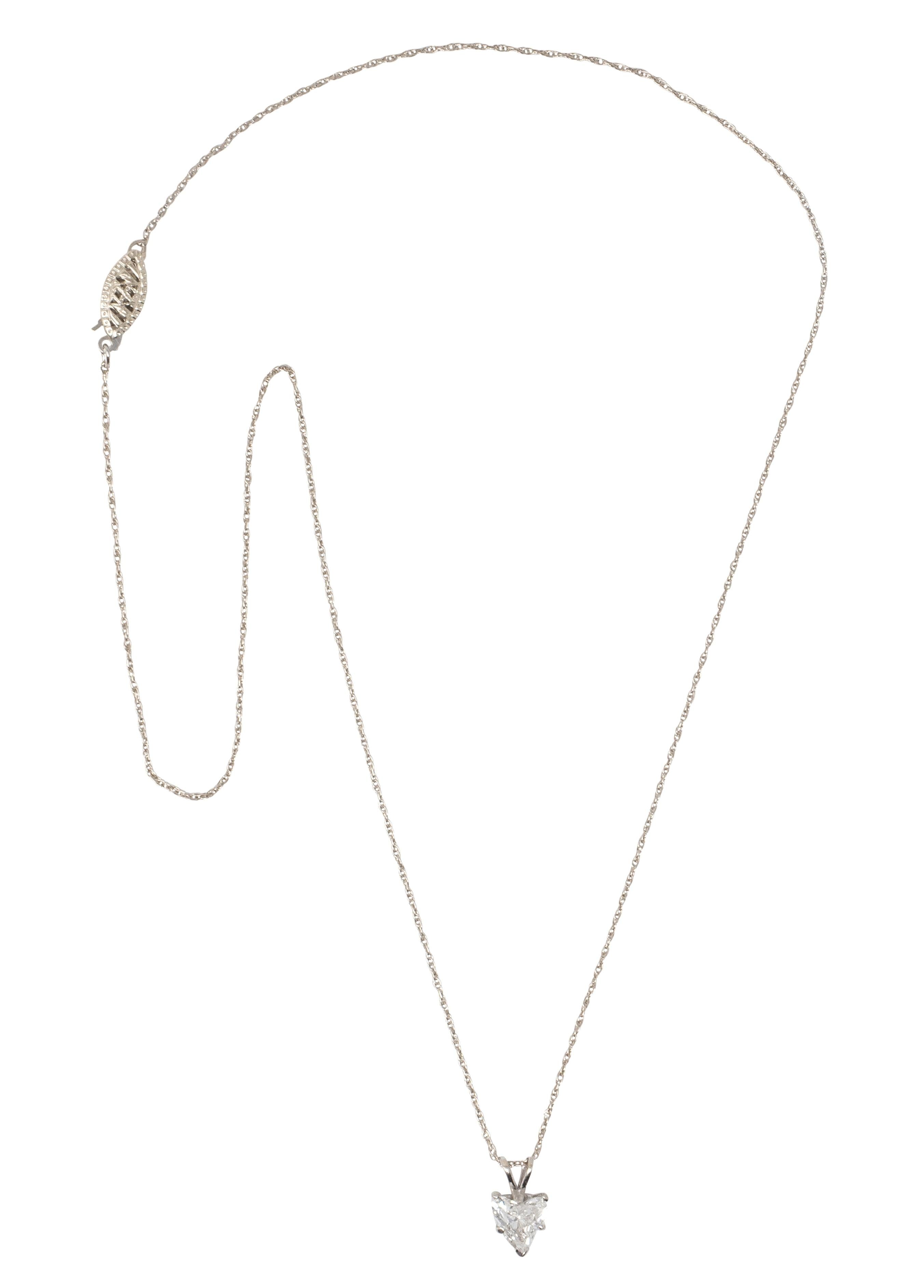 Mid-Century 1.14 CTW Heart Cut Diamond 14K Gold Vintage Pendant Necklace GIA