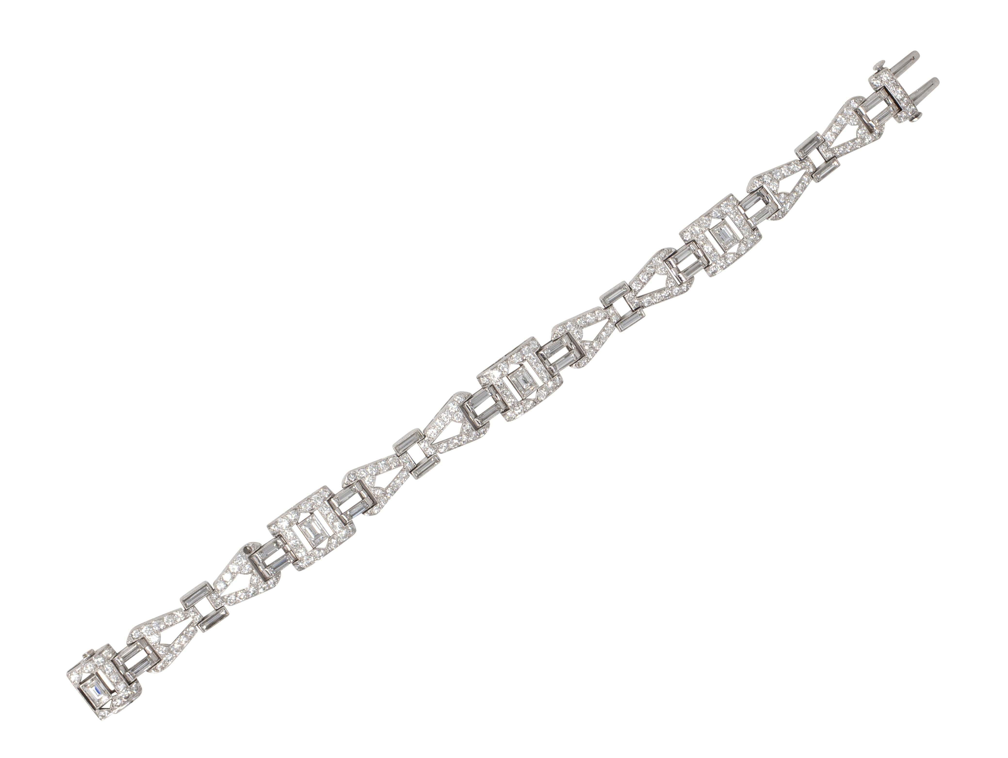 Art Deco 8.20 CTW Diamond Platinum Vintage Bowtie Link Bracelet