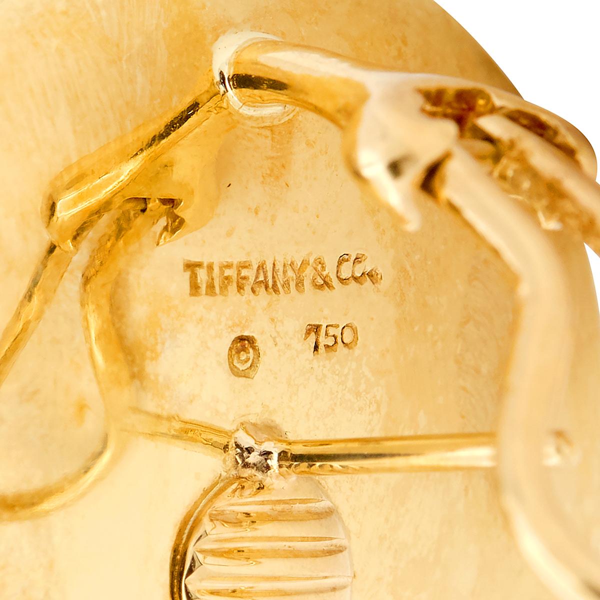 Tiffany & Co. 1980's Mother-Of-Pearl Onyx 18K Gold Vintage Checkerboard Earrings