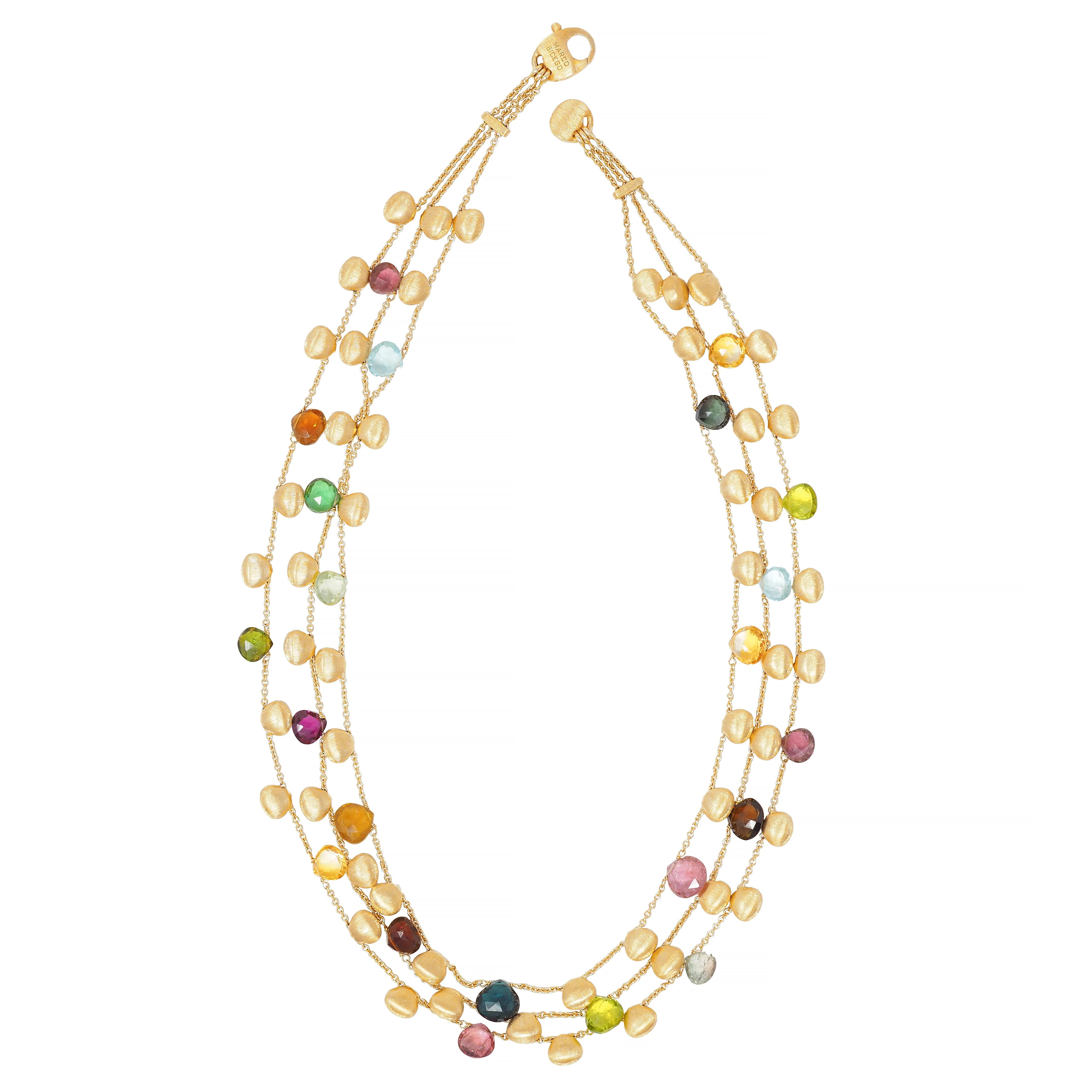 Marco Bicego Contemporary Multi-Gem 18K Gold Paradise Multi-Strand Necklace