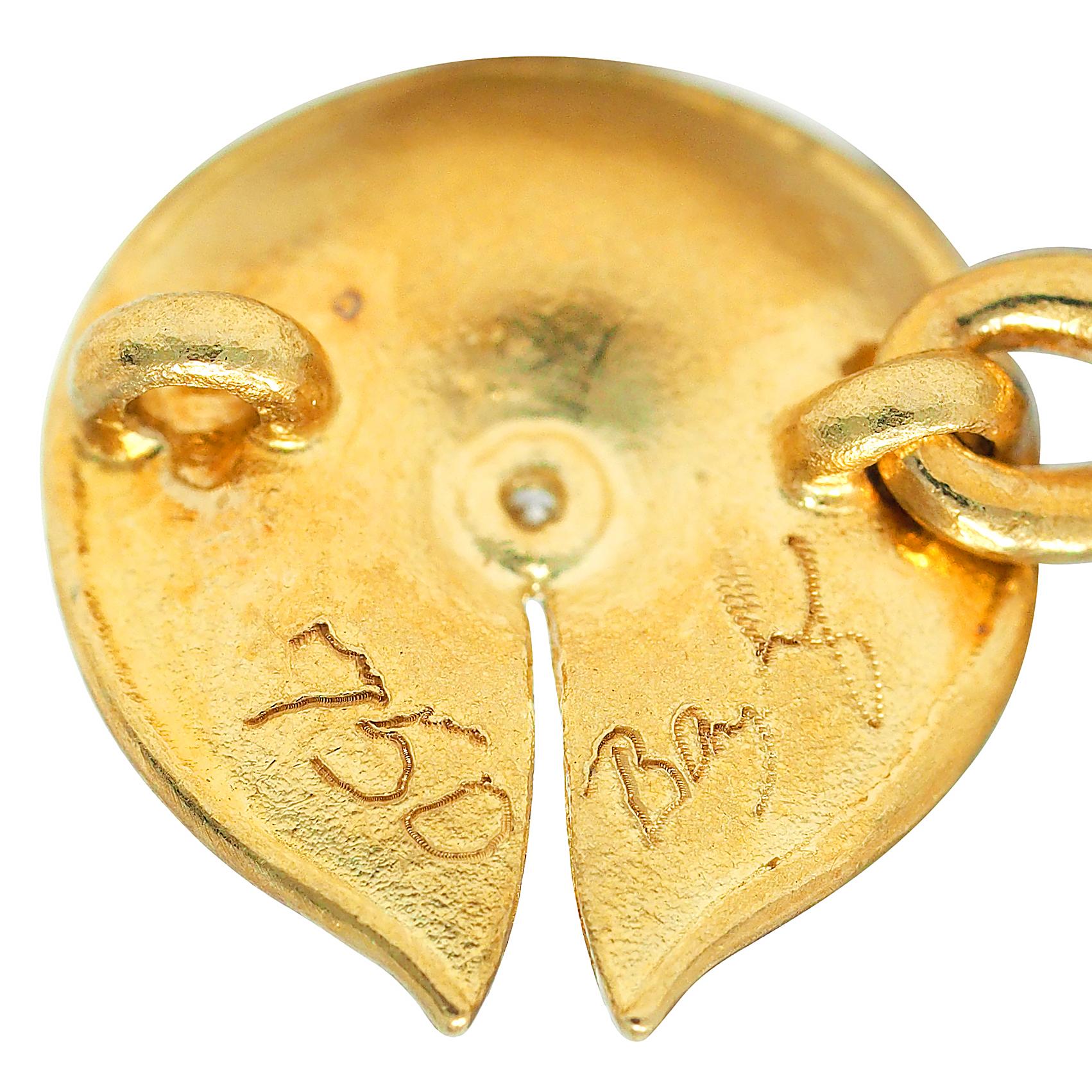 Modernist Diamond 18 Karat Yellow Gold Vintage Lily Pad Chain Necklace