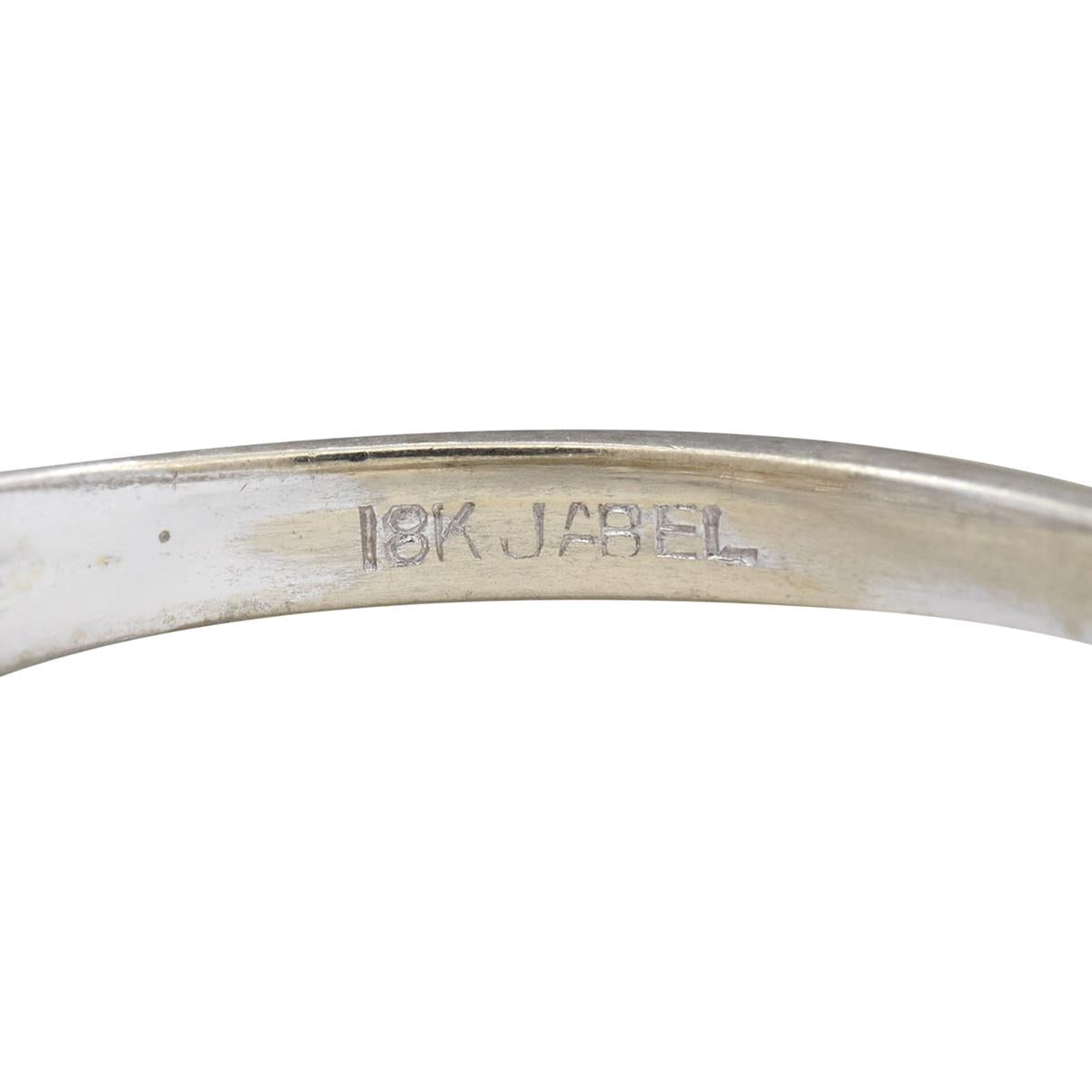 Jabel Mid-Century Diamond 18 Karat White Gold Vintage Fishtail Bombé Ring