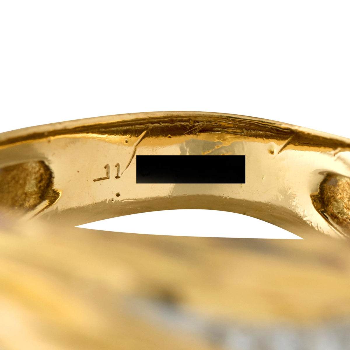 Mauboussin Paris 1960's Diamond 18 Karat Yellow Gold Platinum Vintage Dome Ring