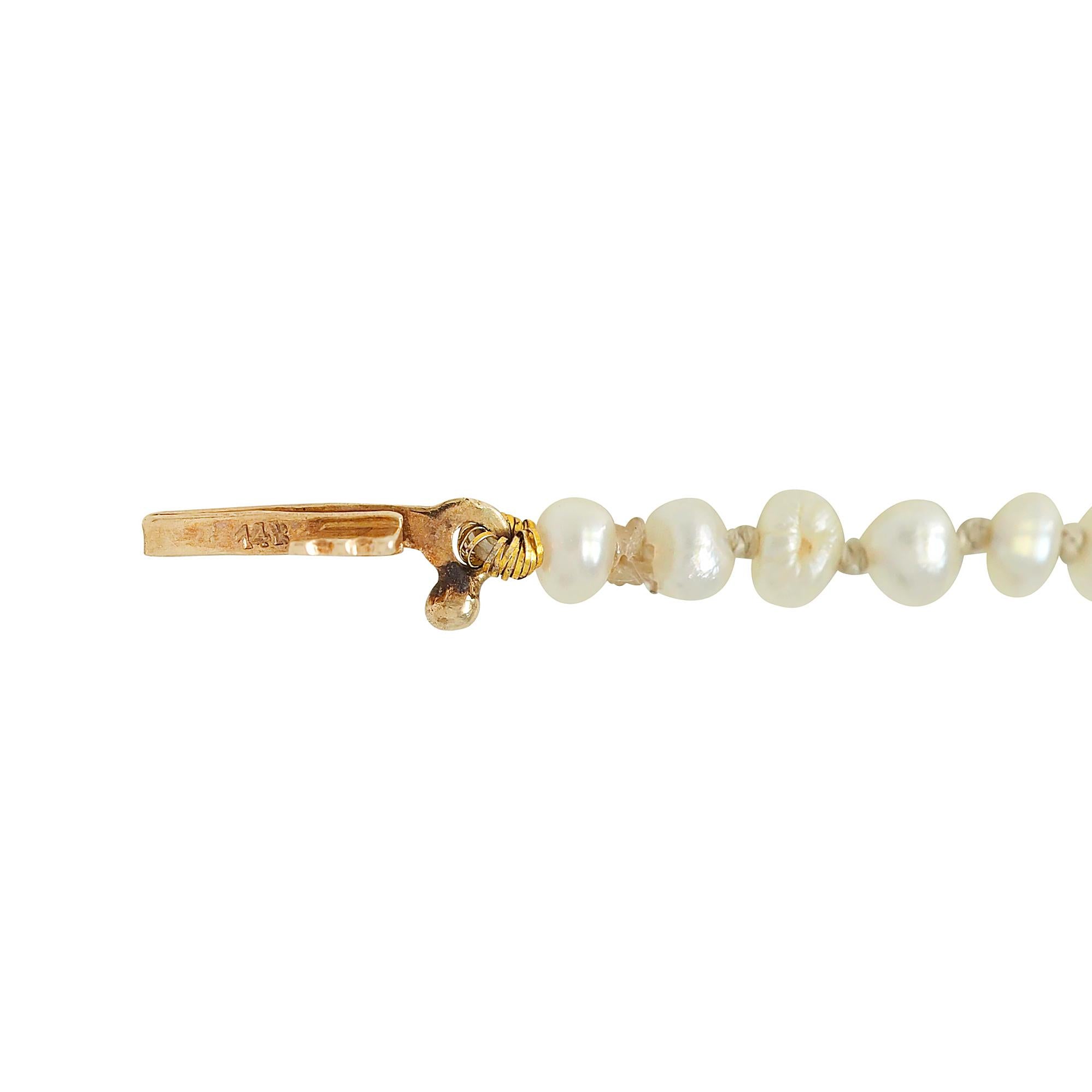 Antique 19.09 CTW Sapphire Seed Pearl 20K Yellow Gold Beaded Fringe Necklace