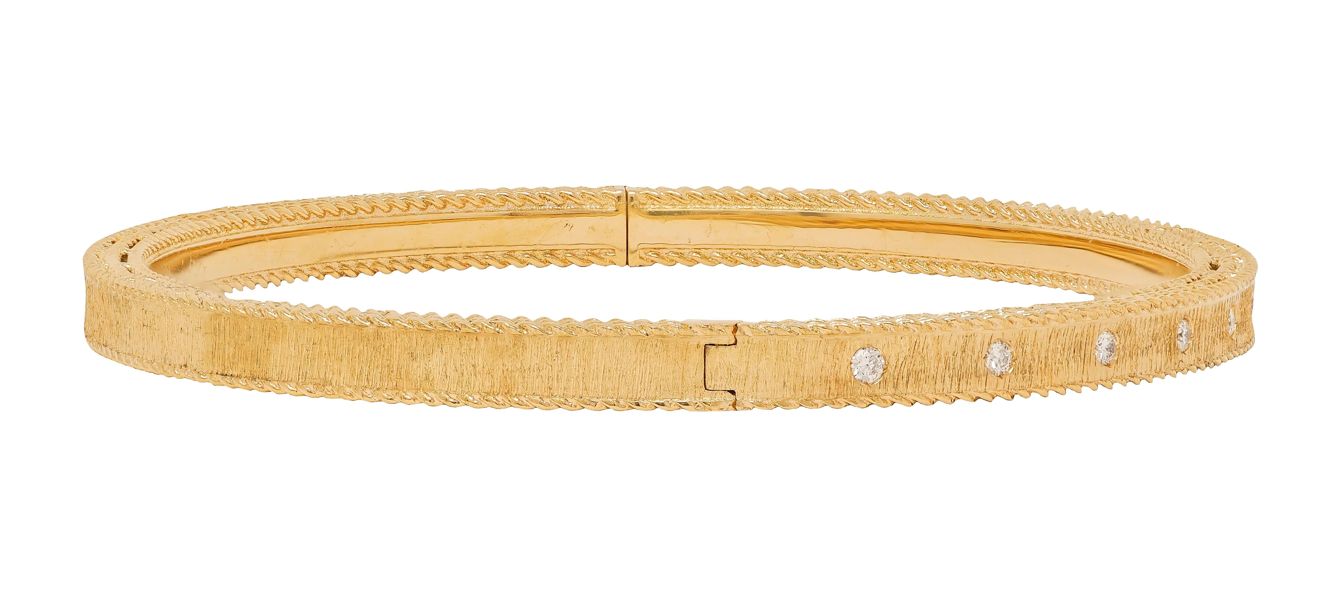 Roberto Coin Diamond 18 Karat Rose Gold Vintage Princess Bangle Bracelet