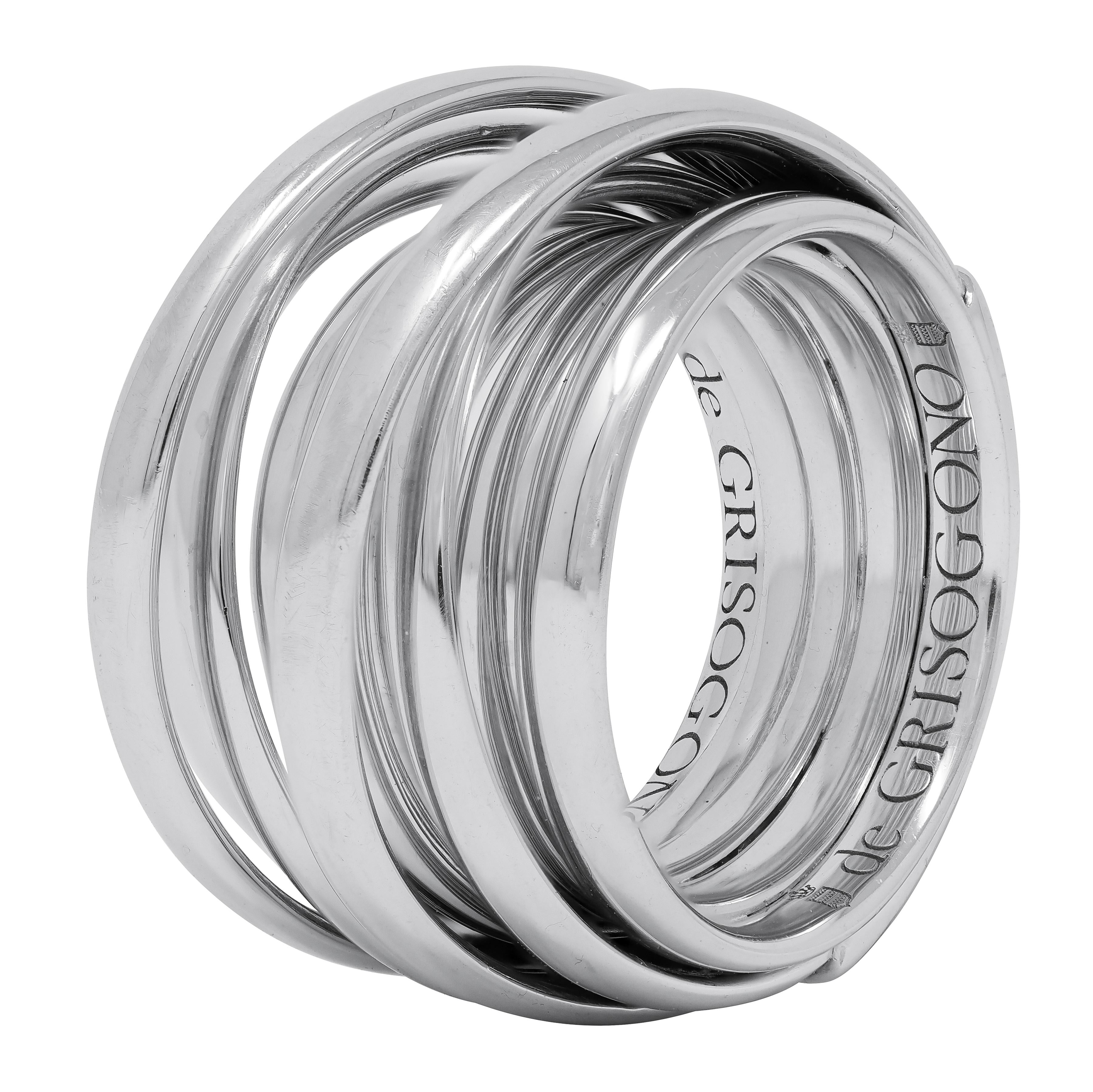 De Grisogono Contemporary 18 Karat White Gold Domed Allegra Band Ring