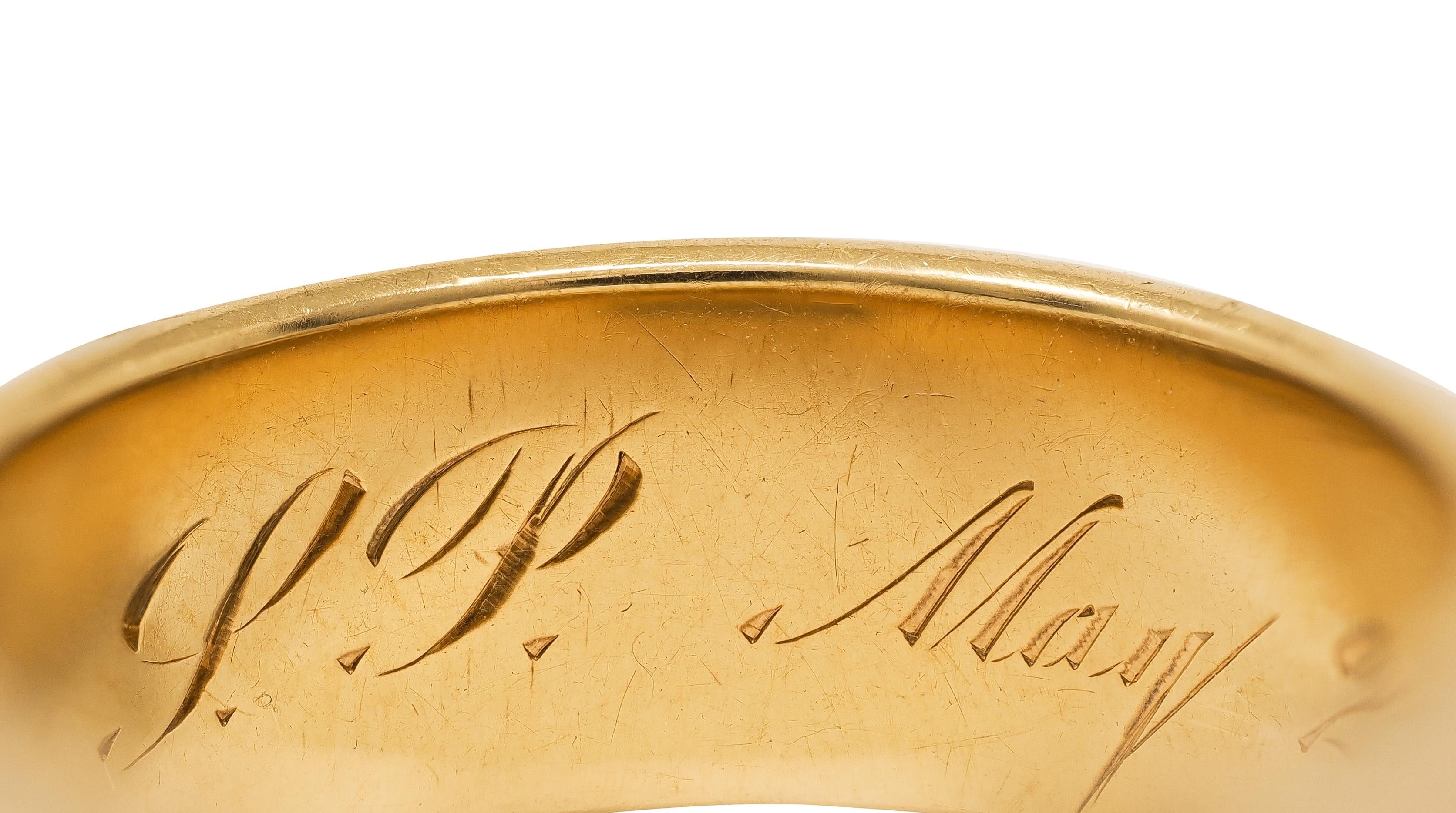 C.D. Peacock 1904 18 Karat Yellow Gold Vintage Wedding Cigar Band Ring