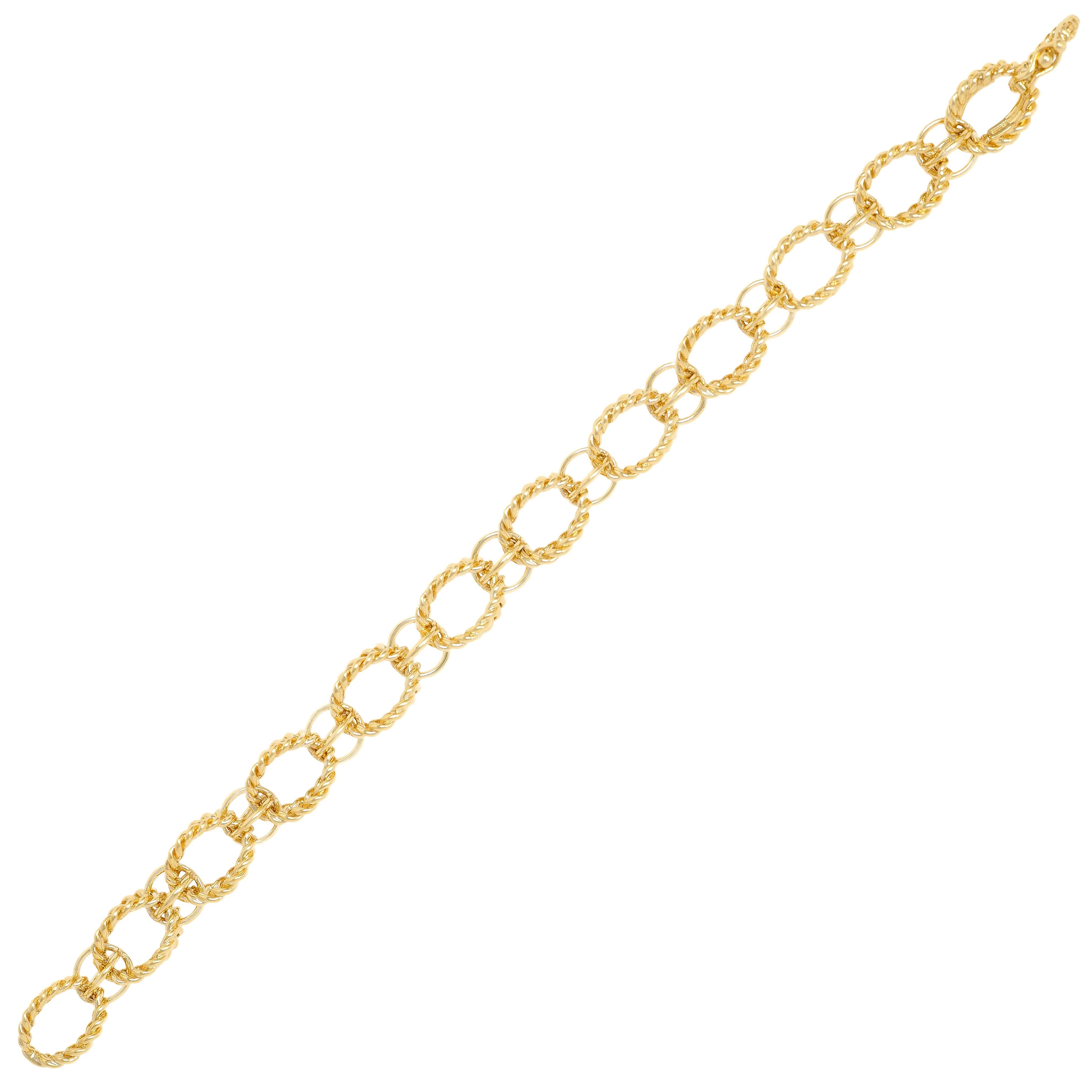 Tiffany & Co. 1960's 18K Gold Twisted Rope Sphere Link Vintage Bracelet