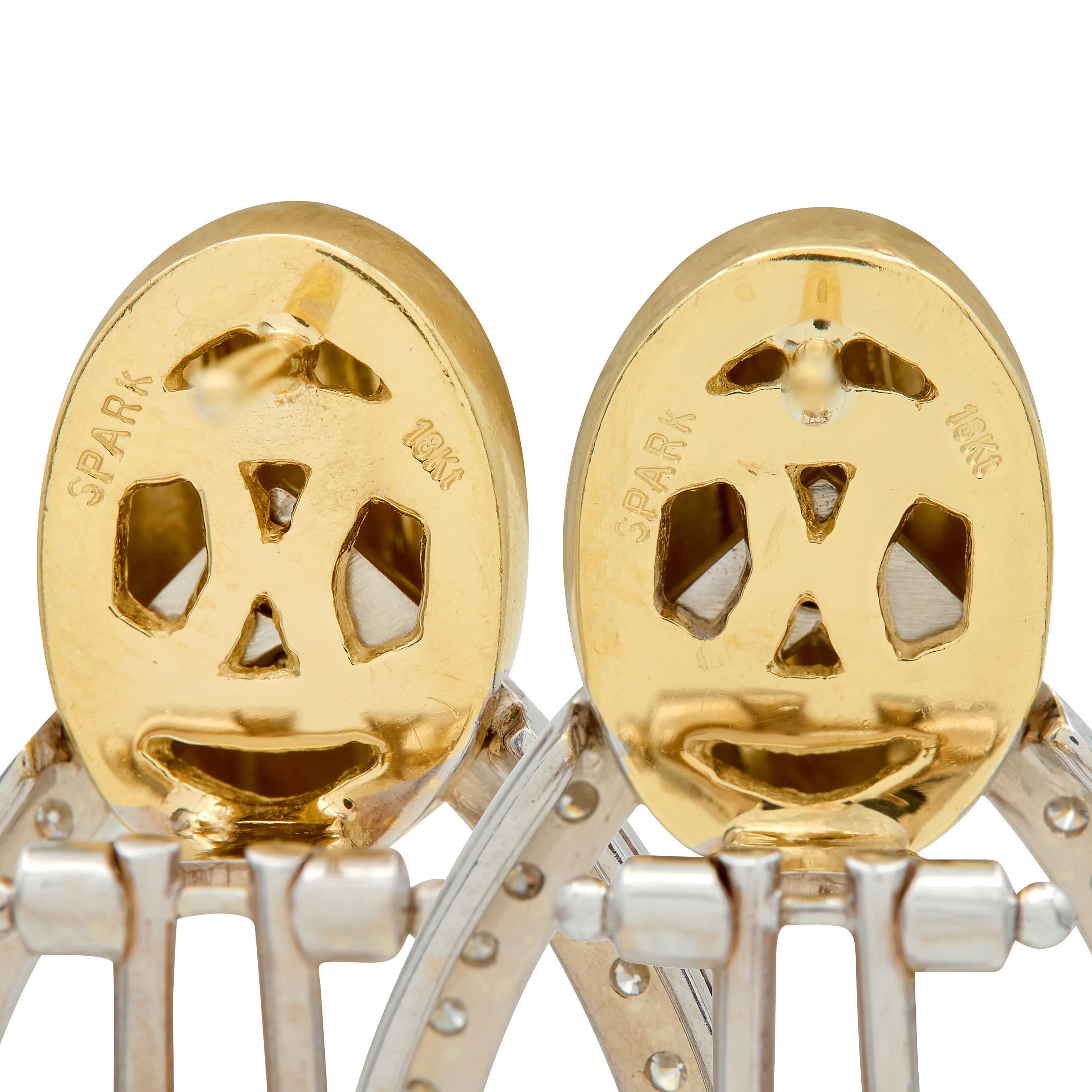 Spark 2000's Diamond 18 Karat Two-Tone Gold Door Knocker Earrings