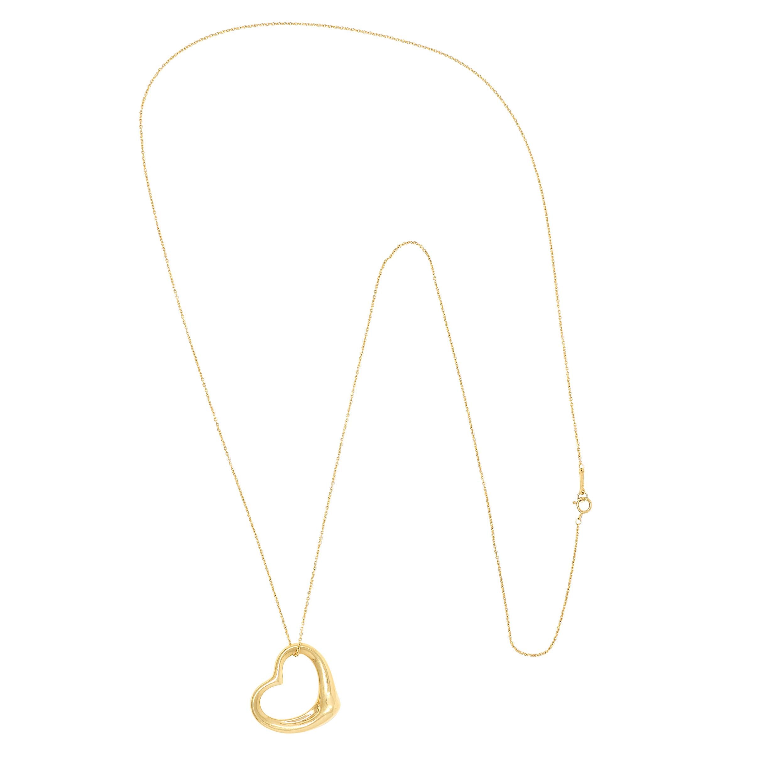 Elsa Peretti Tiffany & Co. 18 Karat Yellow Gold Vintage Open Heart Necklace