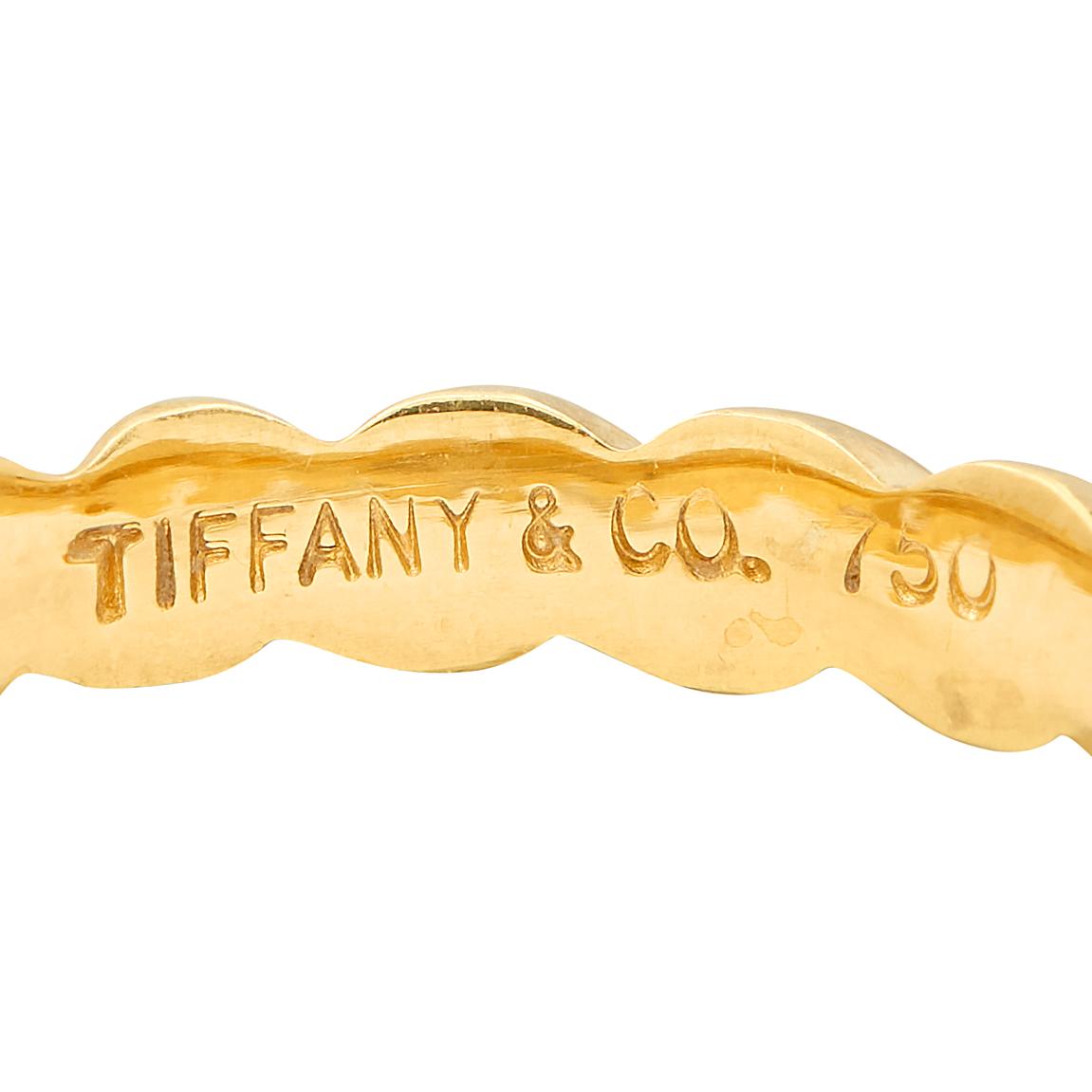 Tiffany & Co. 1990's Diamond 18 Karat Yellow Gold Vintage Twisted Rope Band Ring