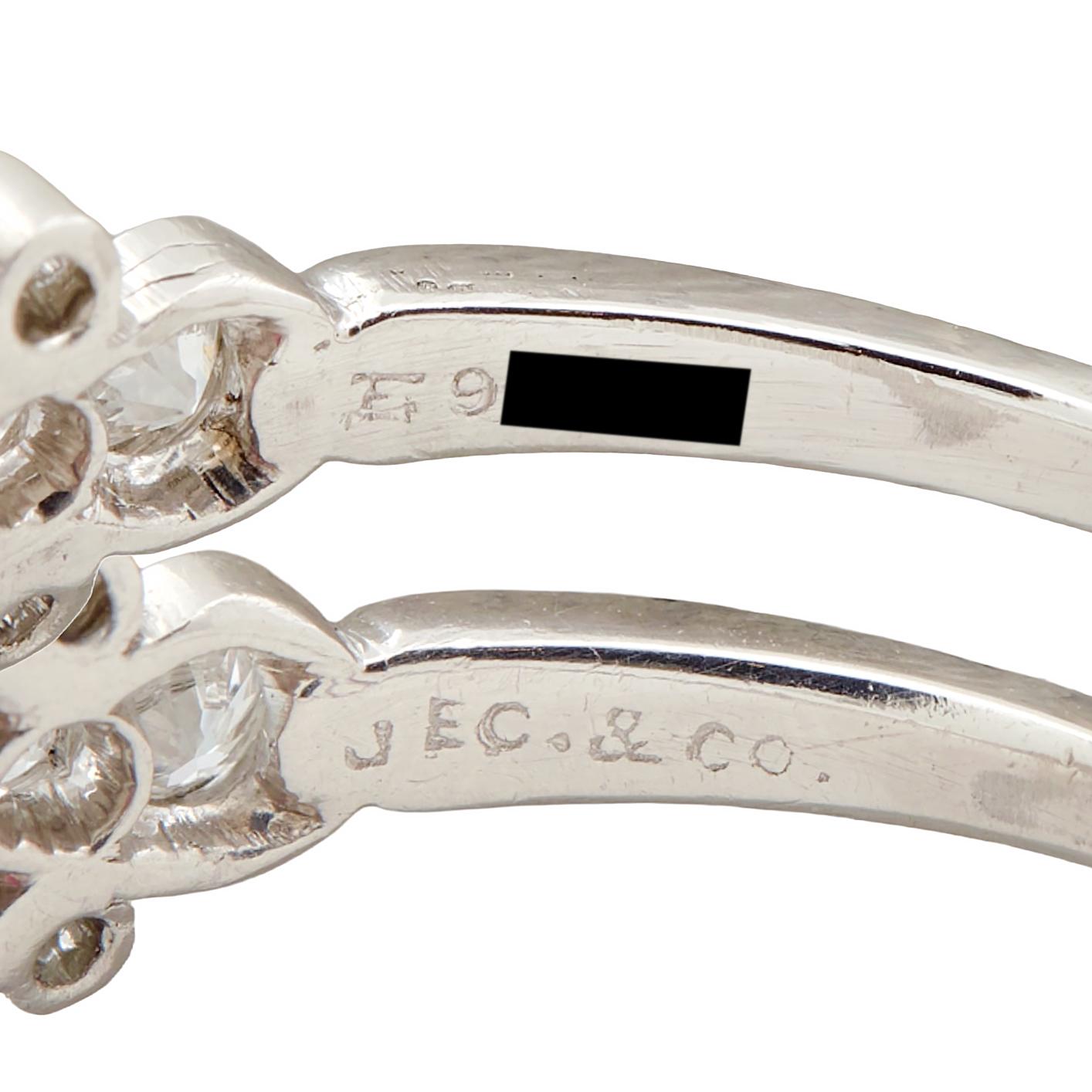 J.E. Caldwell Ruby Diamond Platinum 18K Gold Antique Foliate Dinner Ring GIA