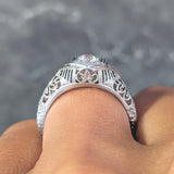 Art Deco Old European Diamond 18 Karat White Gold Heart Vintage Engagement Ring Wilson's Estate Jewelry