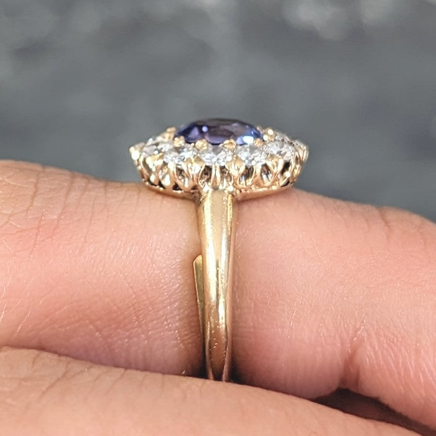 Edwardian 2.10 CTW No Heat Purple Ceylon Sapphire Diamond 14 Karat Gold Antique Ring GIA Wilson's Estate Jewelry