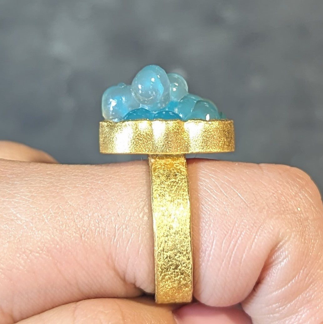 Devta Doolan Contemporary Chrysocolla 22 Karat Gold Organic Statement Ring Wilson's Estate Jewelry