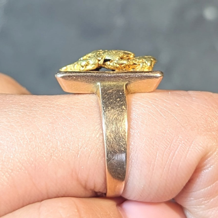 Victorian 14 Karat Rose Gold 24 Karat Gold Nugget Antique Gold Rush Ring Wilson's Estate Jewelry