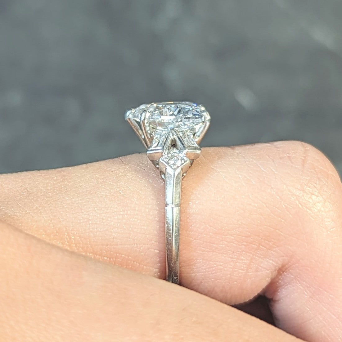 Birks Maison Mid-Century 2.88 CTW Heart Cut Diamond Platinum Vintage Engagement Ring GIA Wilson's Estate Jewelry