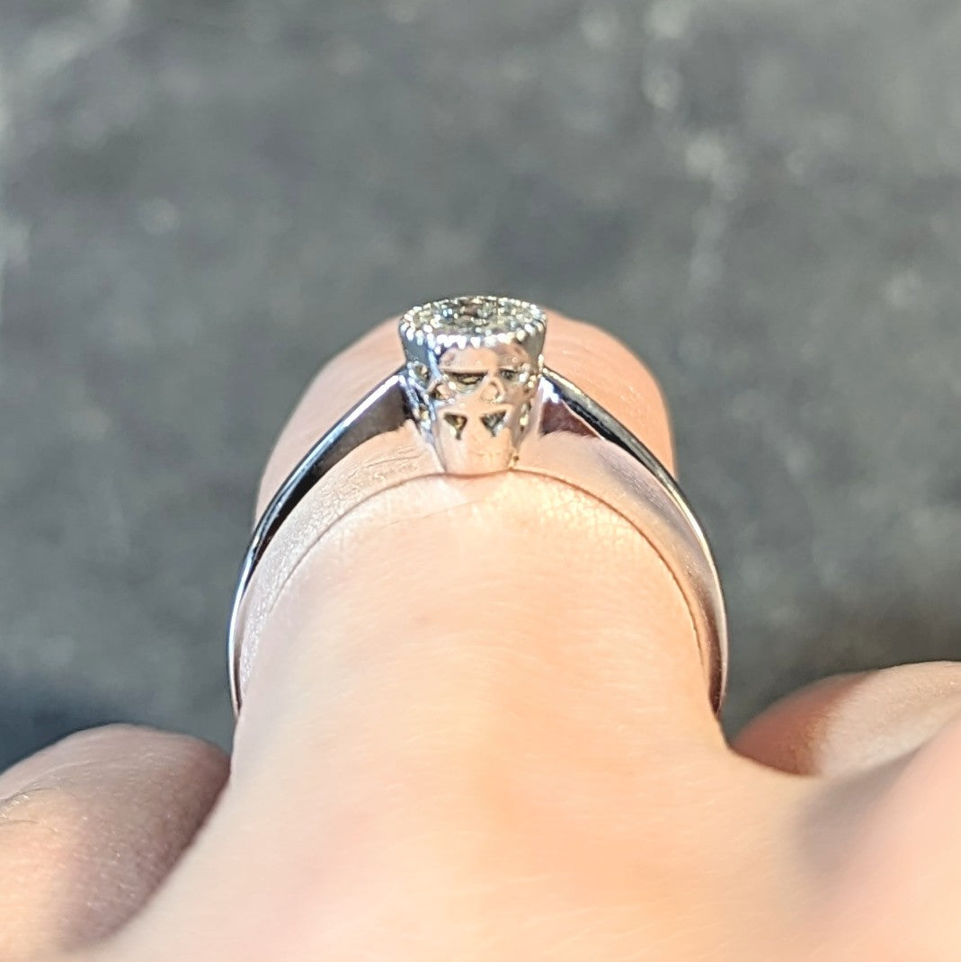 Mid-Century 0.32 CTW Old European Cut Diamond 18 Karat White Gold Solitaire Engagement Ring Wilson's Estate Jewelry