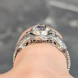 Art Deco 1.19 CTW Diamond 18 Karat White Gold Floral Engagement Ring GIA Wilson's Estate Jewelry