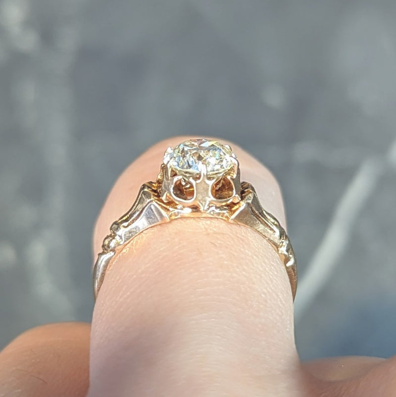 Late Victorian 1.12 CTW Old European Diamond 14 Karat Gold Solitaire Antique Engagement Ring GIA Wilson's Estate Jewelry