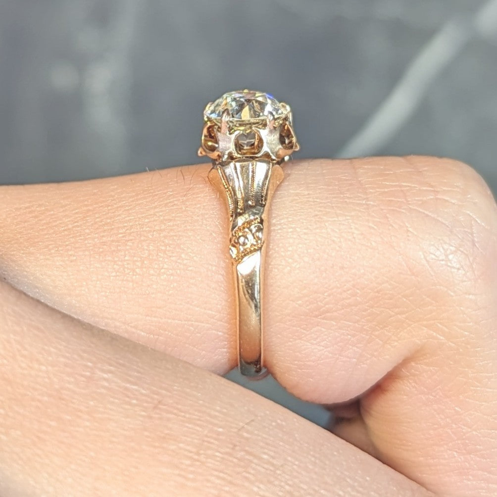 Late Victorian 1.12 CTW Old European Diamond 14 Karat Gold Solitaire Antique Engagement Ring GIA Wilson's Estate Jewelry