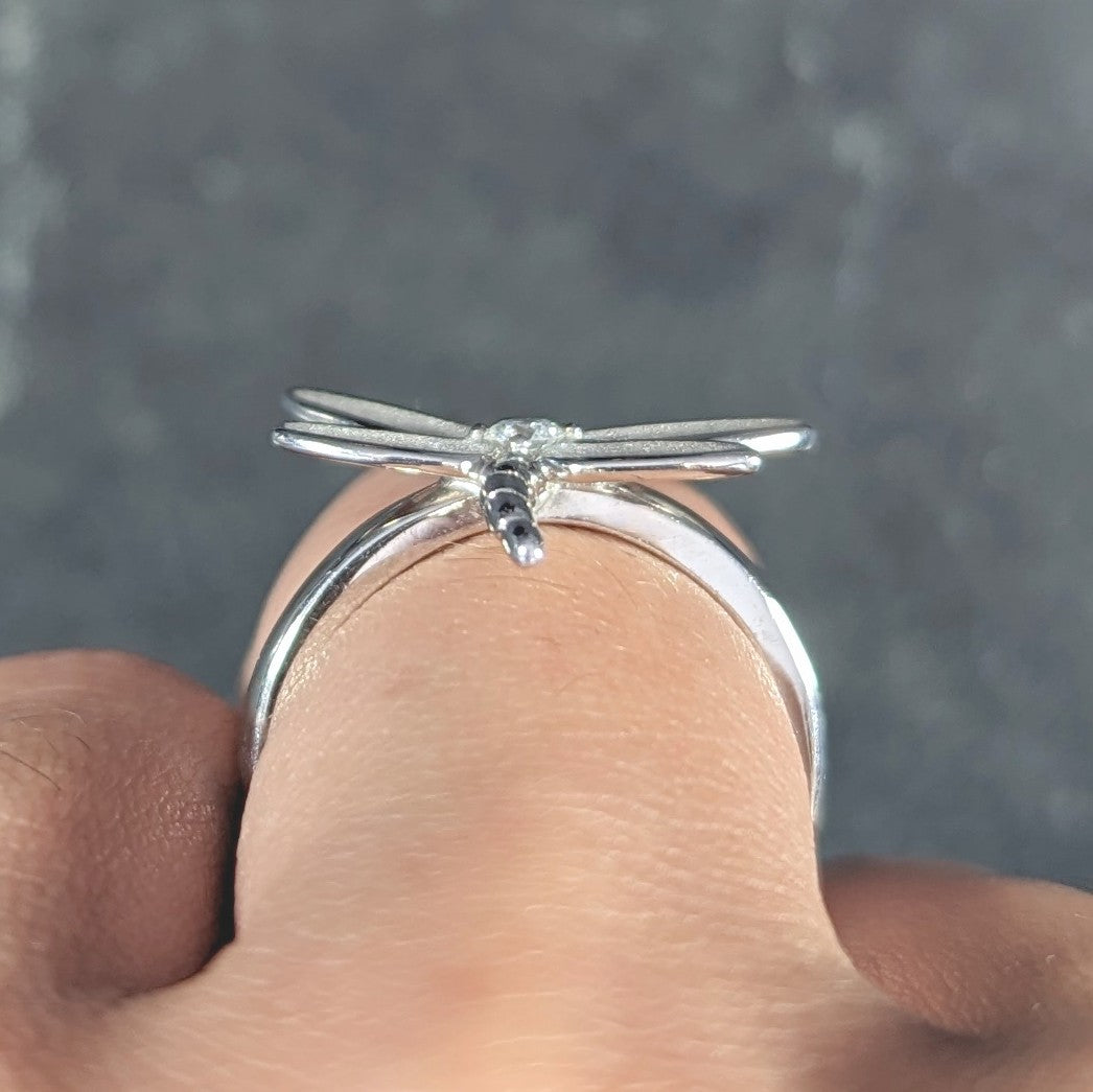 Tiffany & Co. 2000's Diamond White Gold Dragonfly Ring Wilson's Estate Jewelry