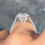 Tiffany & Co. 5.35 CTW Emerald Cut Diamond Platinum Soleste Halo Engagement Ring Wilson's Estate Jewelry